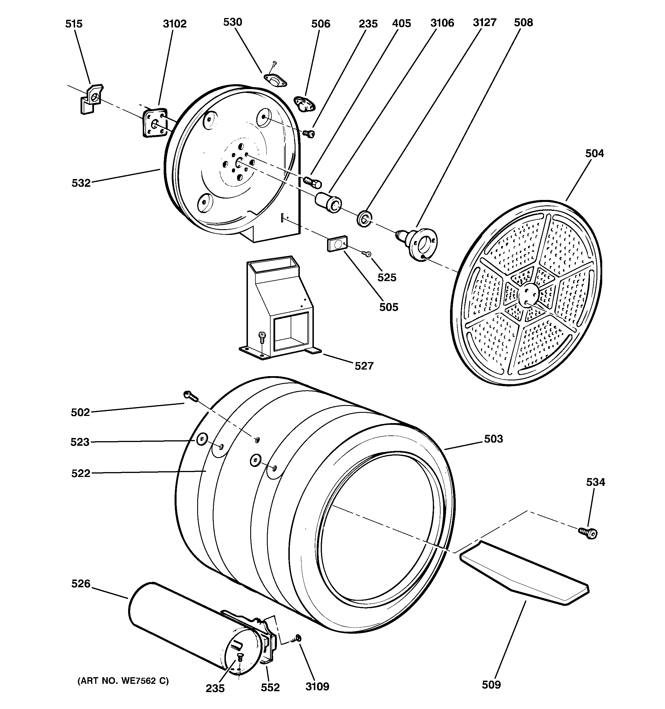 GE DNCJ440GA0WC drum diagram