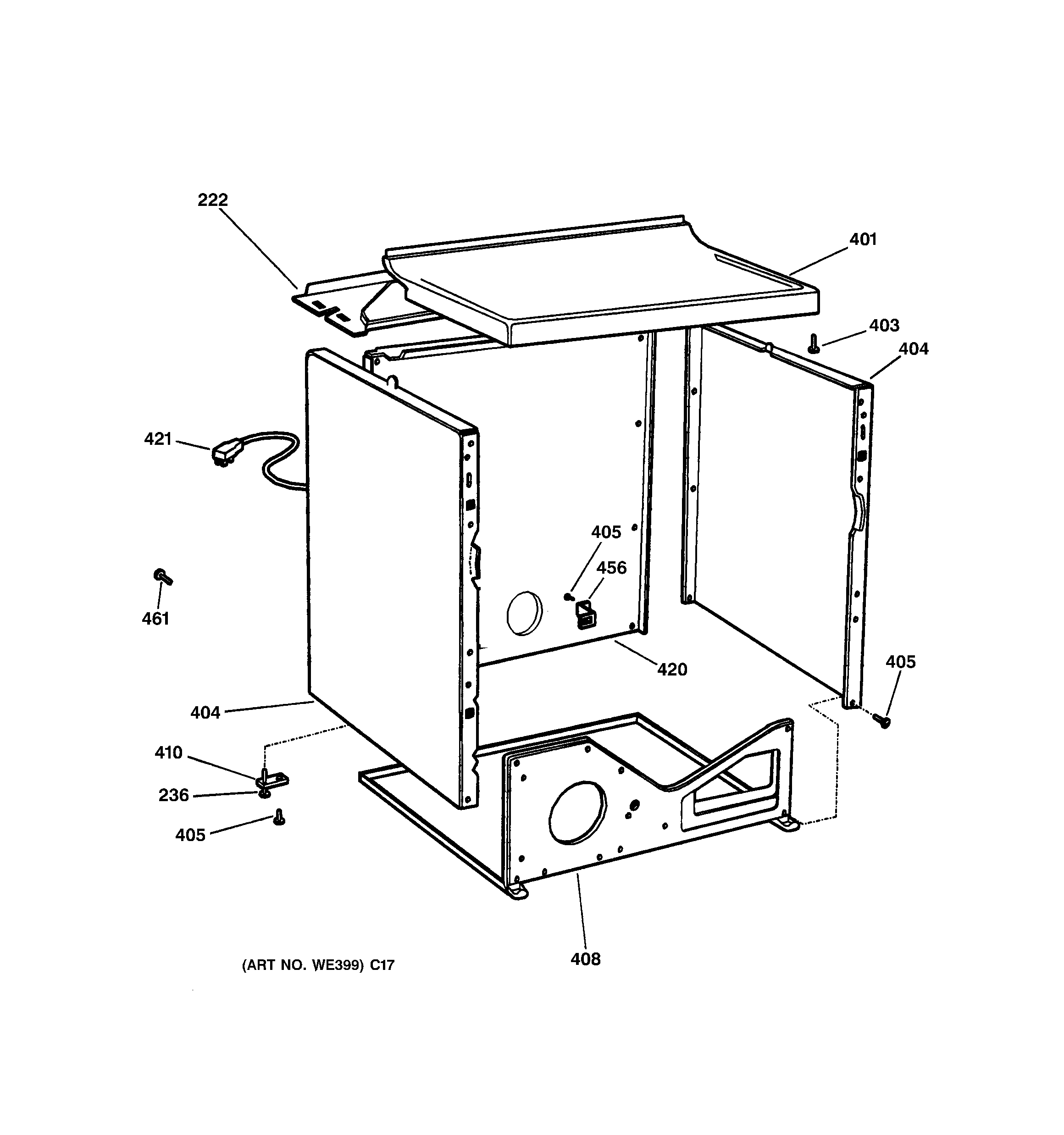 GE DPXR483GA2AA cabinet diagram
