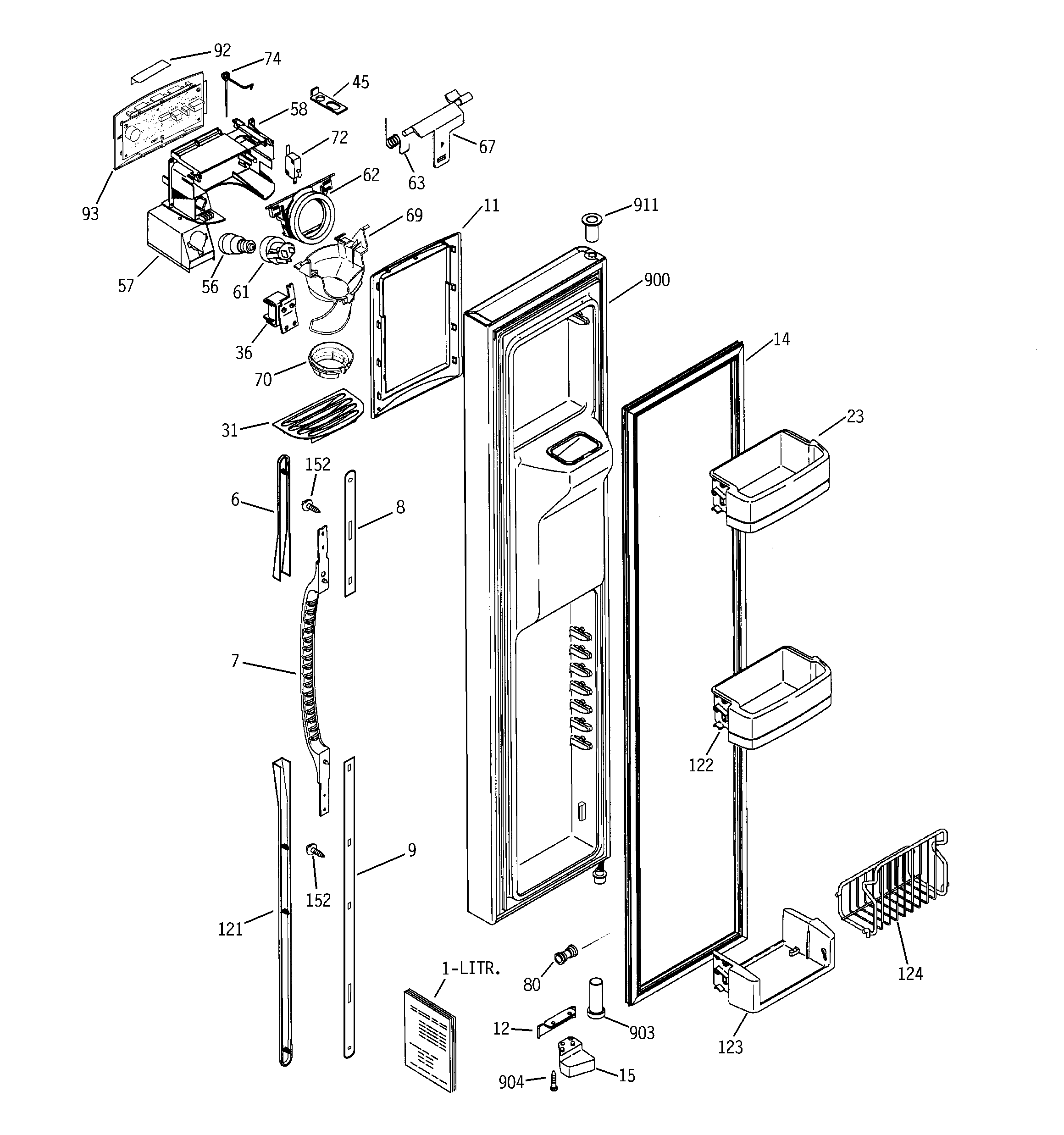 GE GSS25PSMFBS freezer door diagram