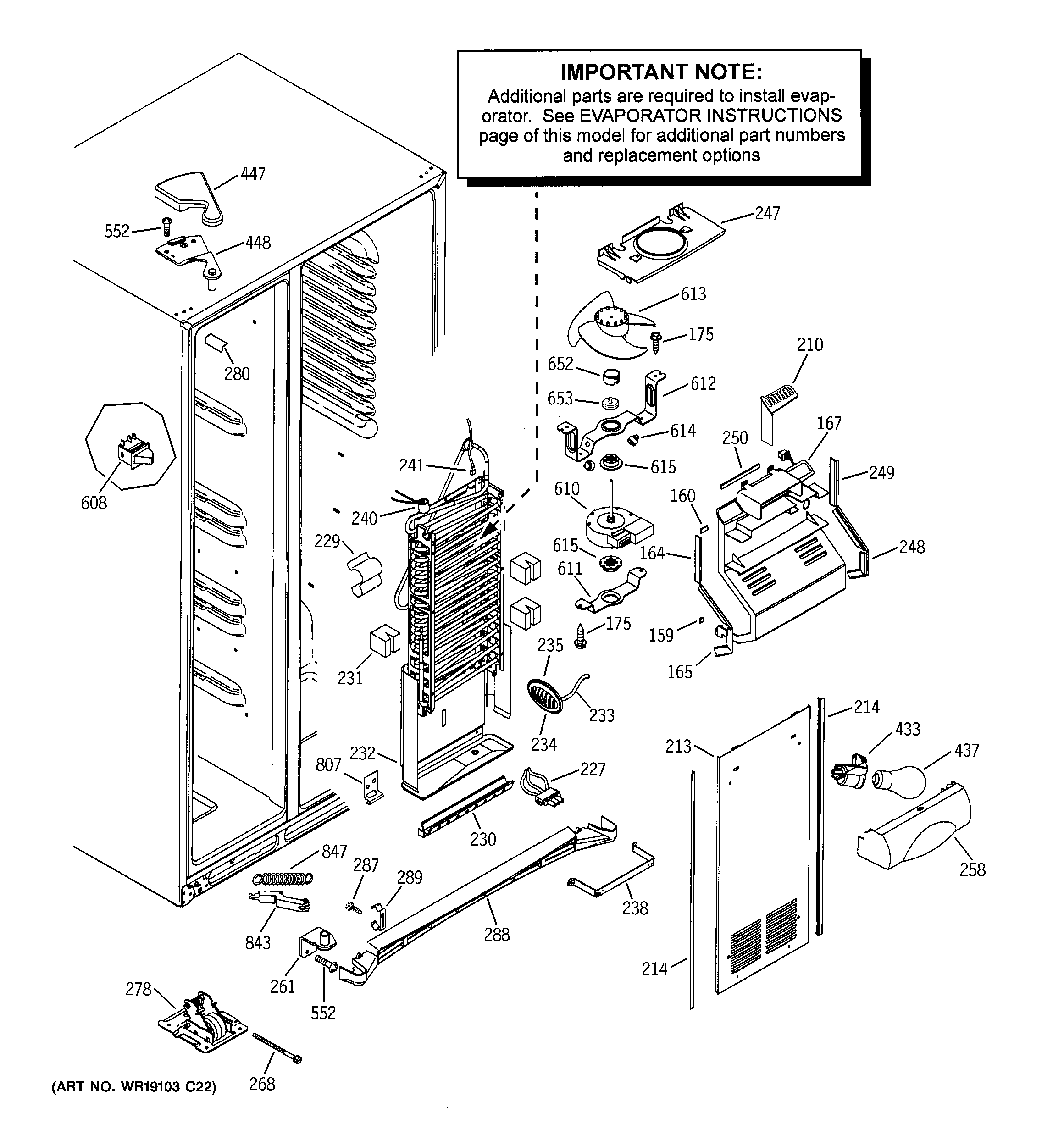 GE GSS25PSMFBS freezer section diagram