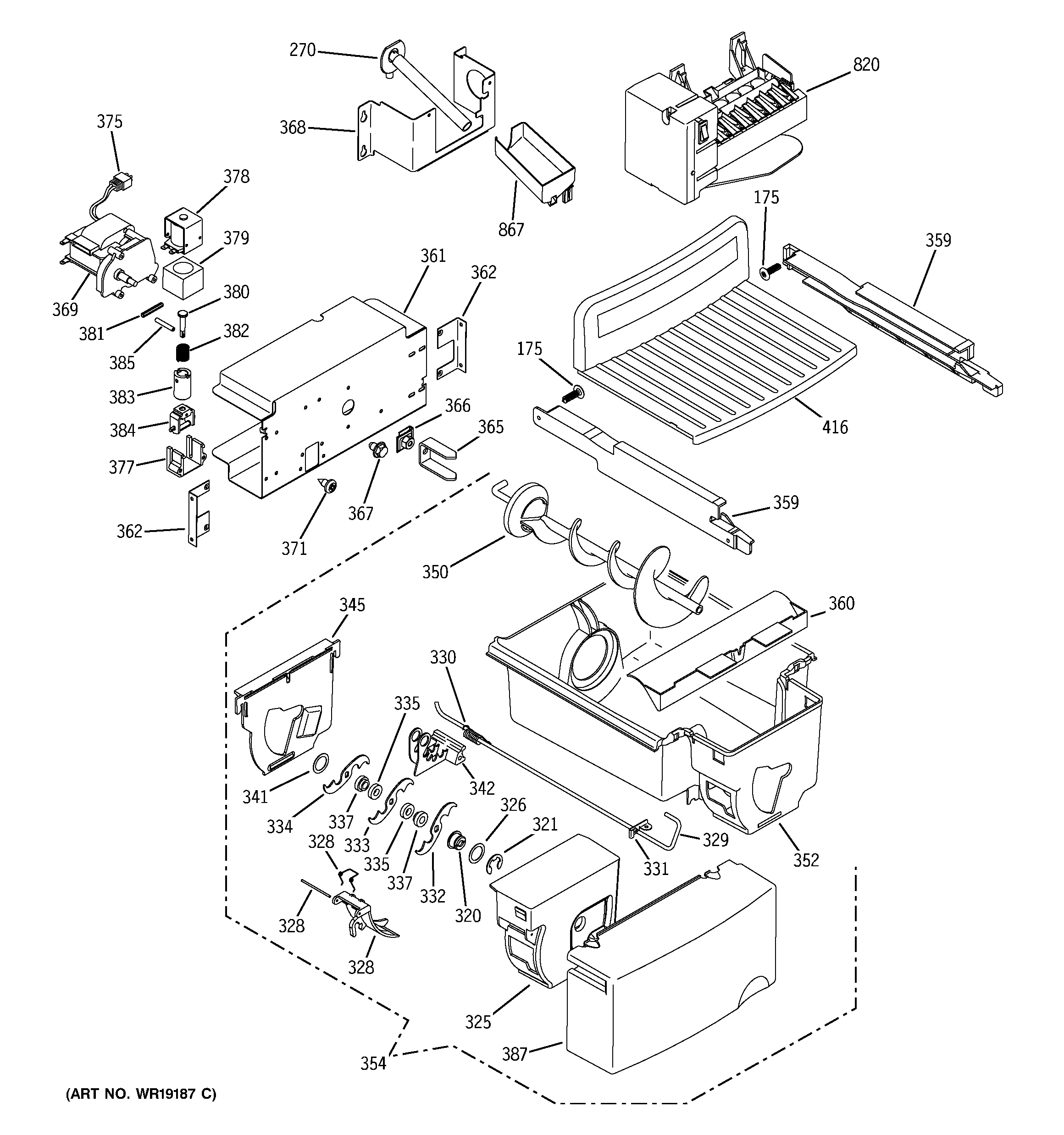 GE GSS25PSMFBS ice maker & dispenser diagram