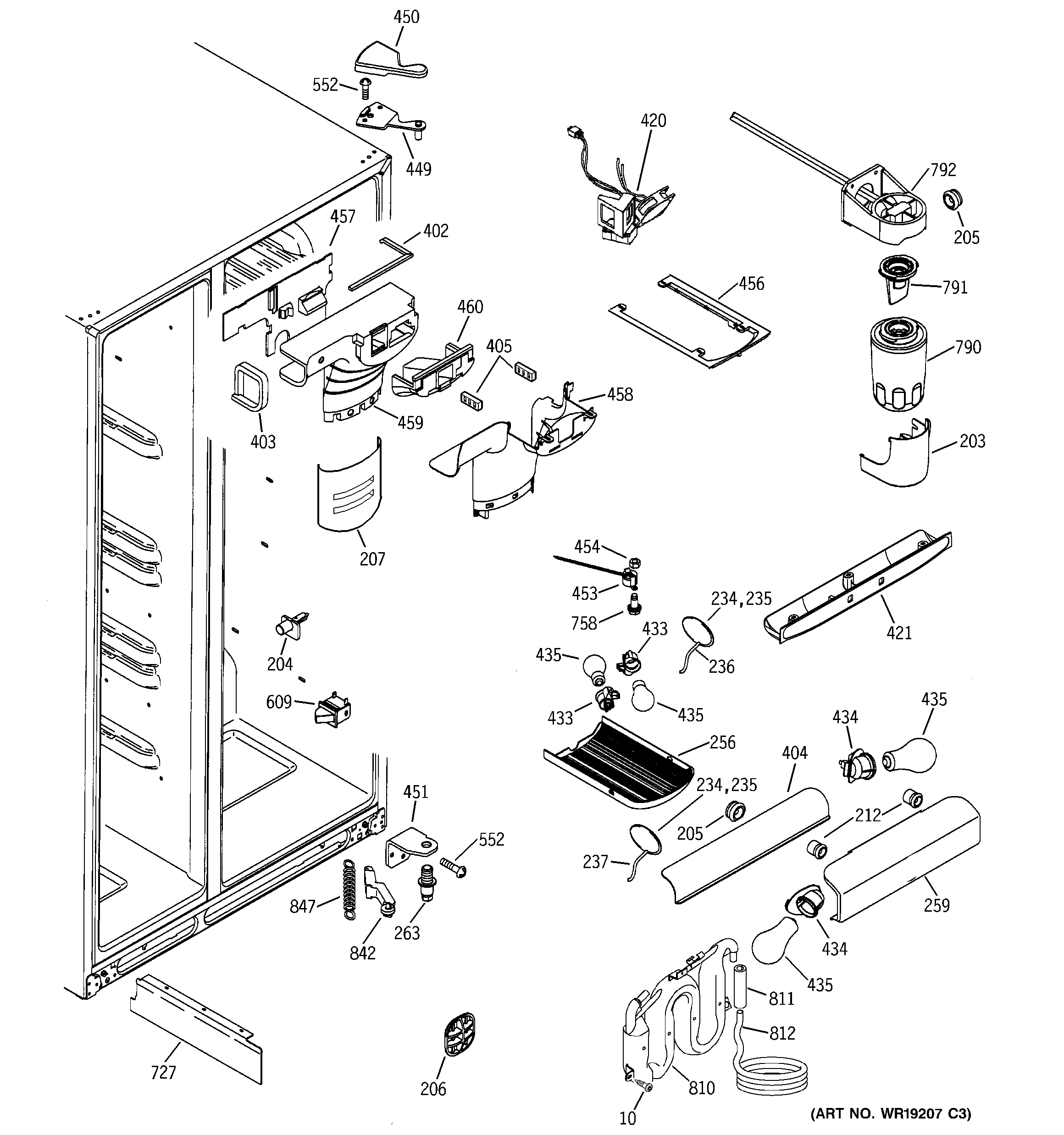 GE GSS25PSMFBS fresh food section diagram