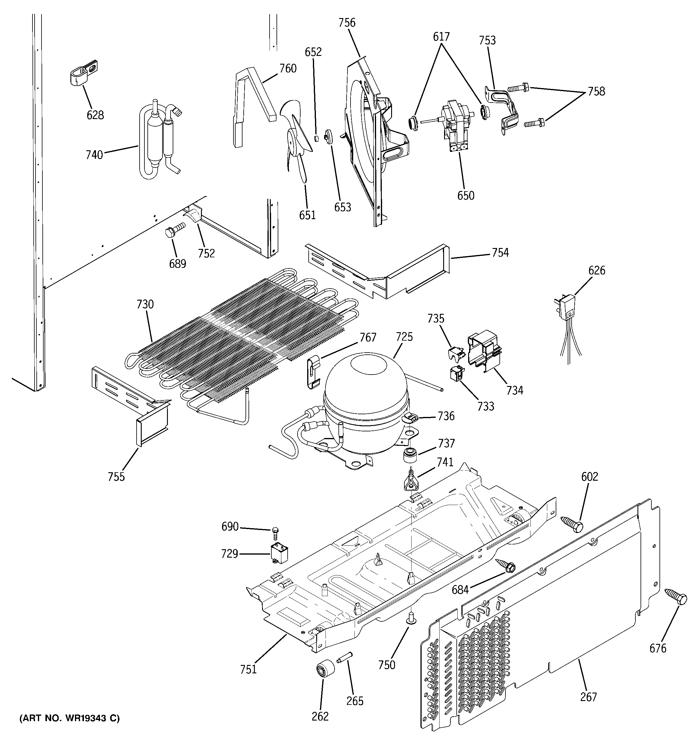 GE GTS18JBPARCC sealed system & mother board diagram