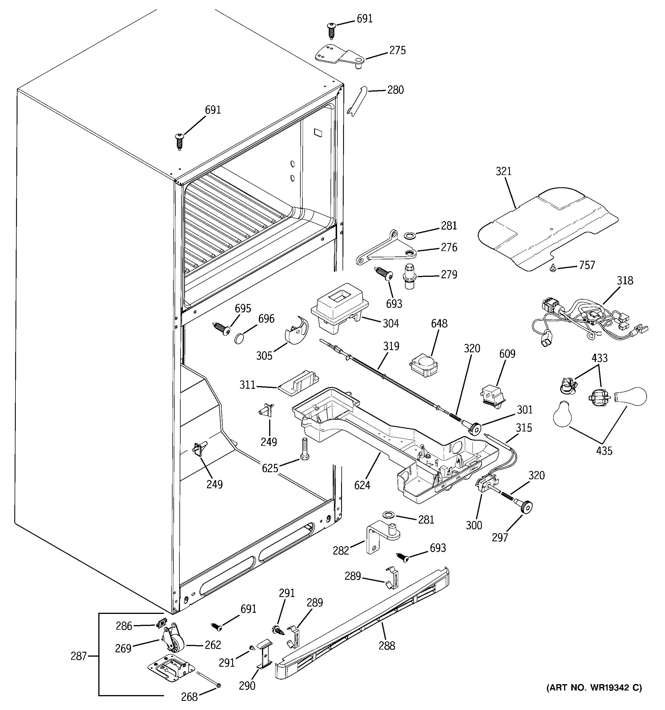 GE GTS18UBPARWW fresh food section diagram