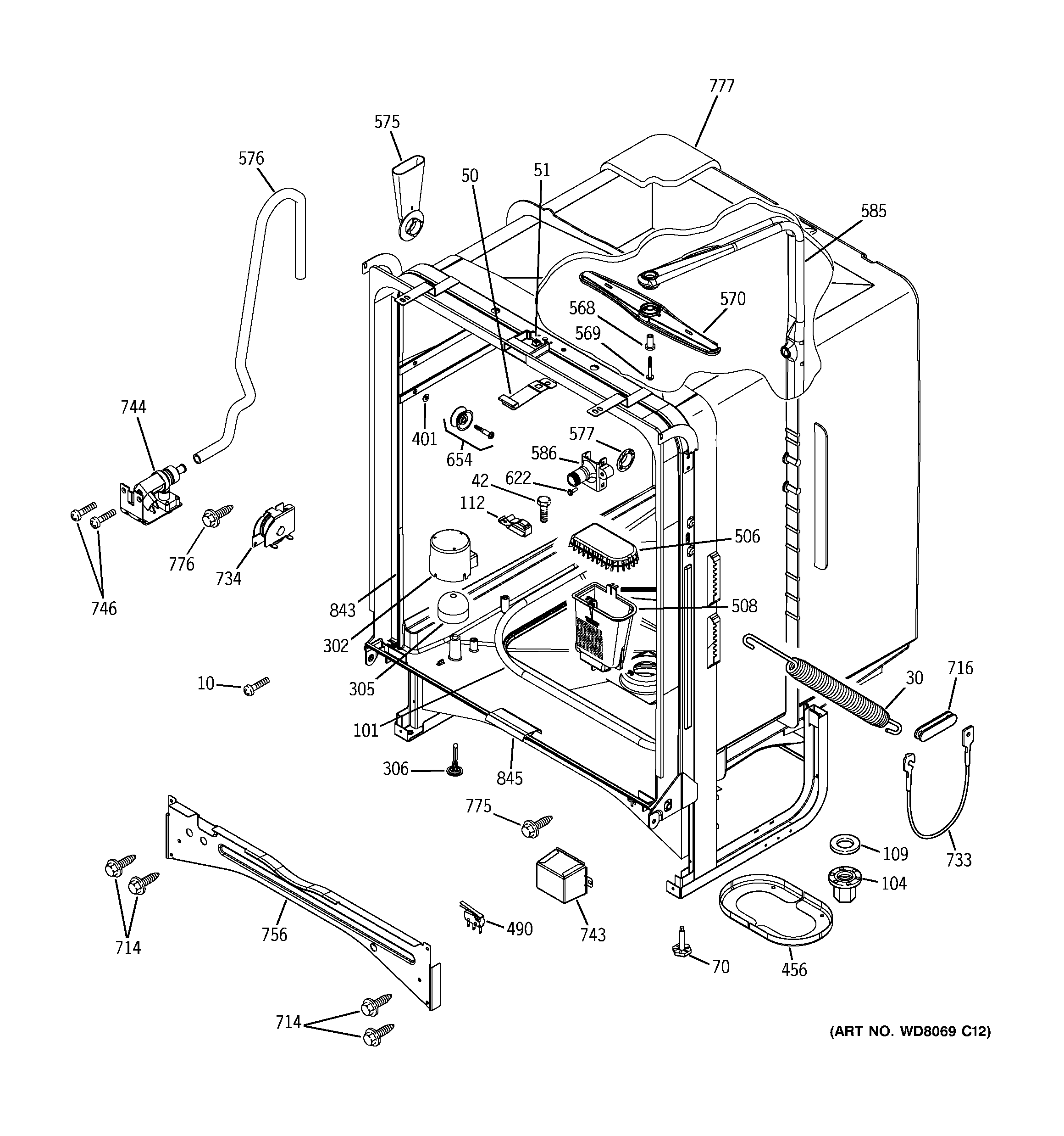 GE GSD6200J00BB body parts diagram
