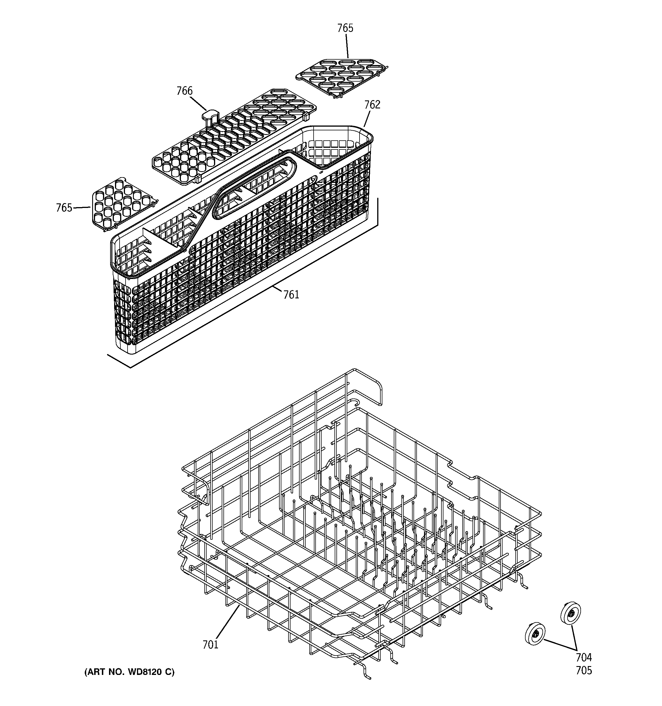 GE GSD6300J00WW lower rack assembly diagram
