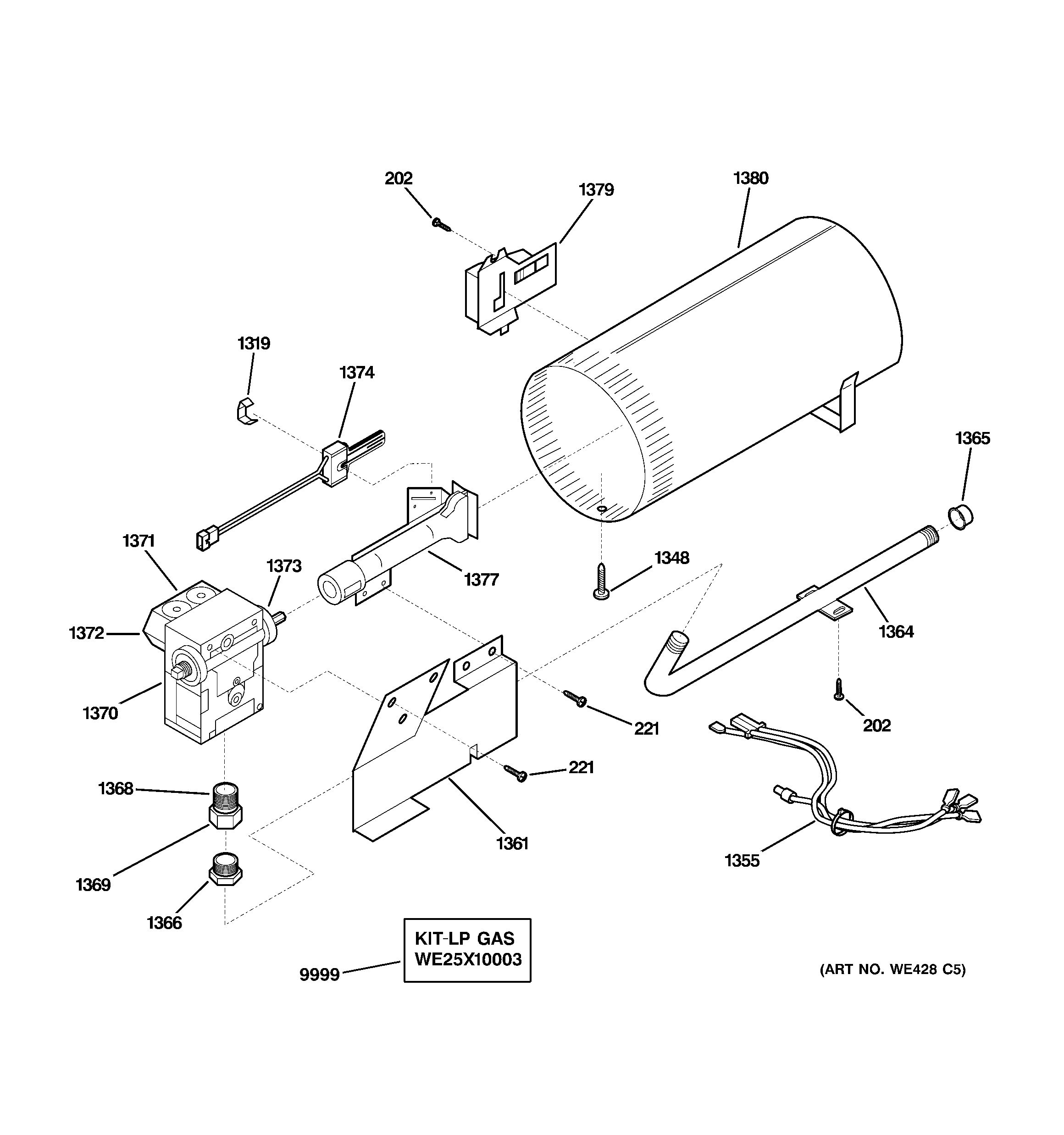 GE DVL223GB4WW burner diagram