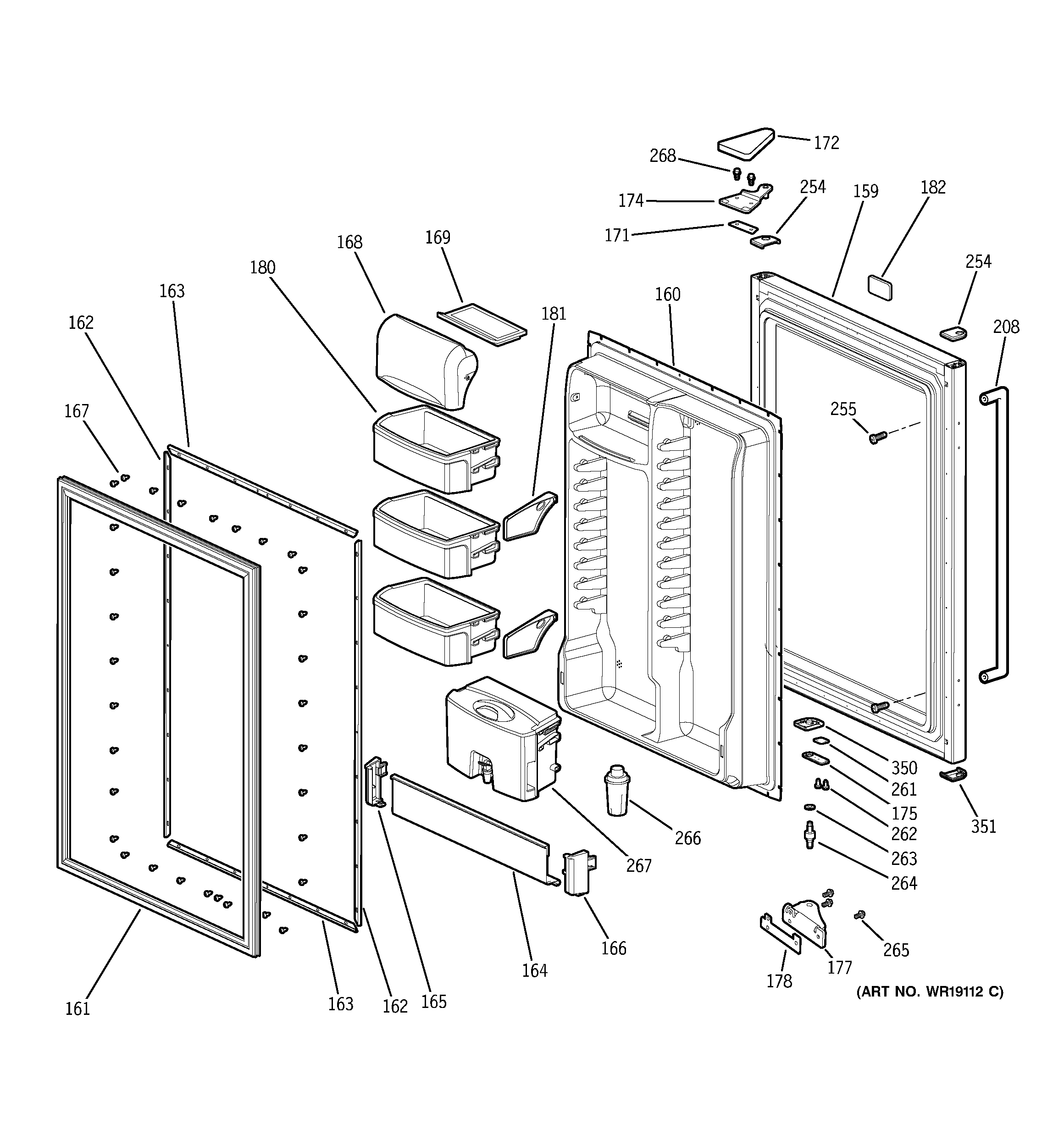 GE PDS18SBMBLBS fresh food door diagram