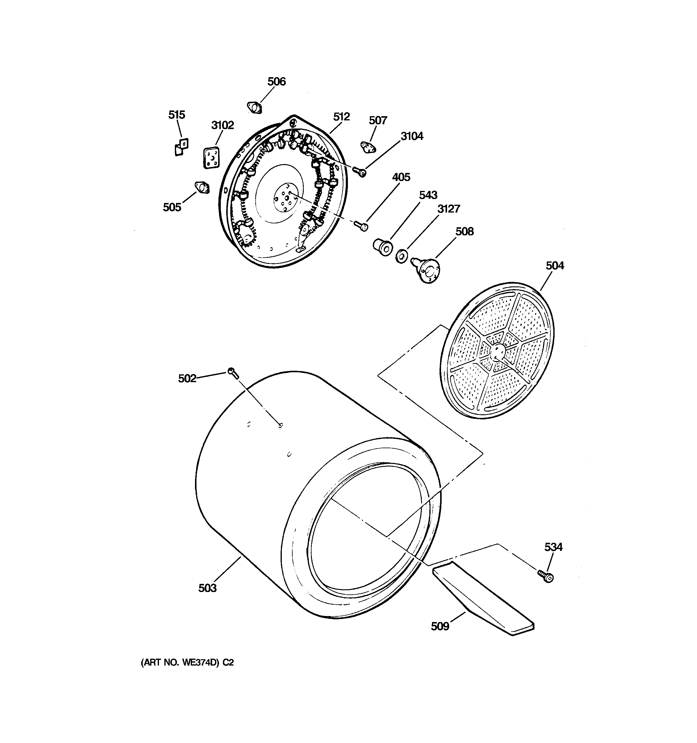 GE DPSR475EW0AA drum diagram