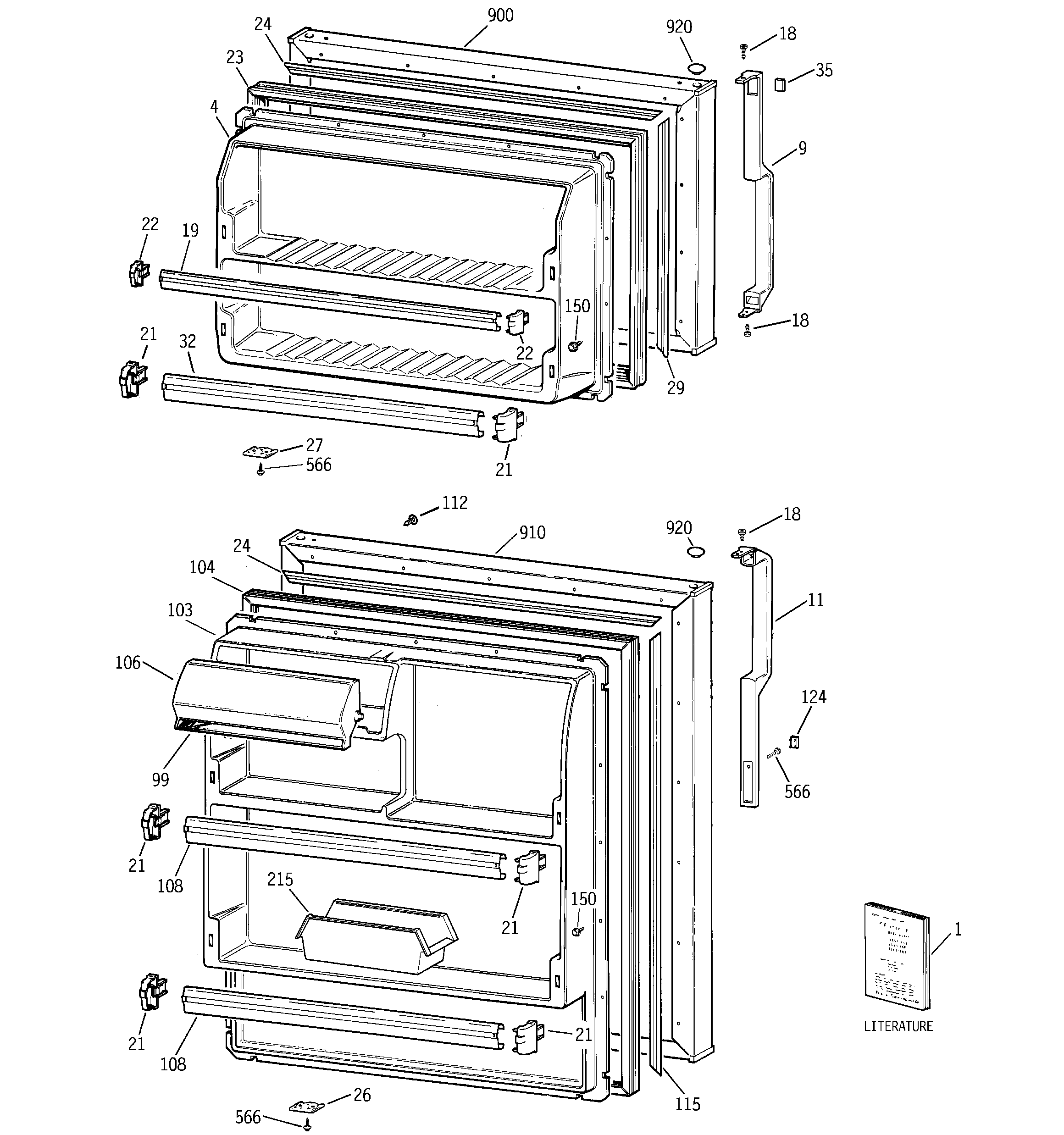 GE GTT15HBMBRCC doors diagram