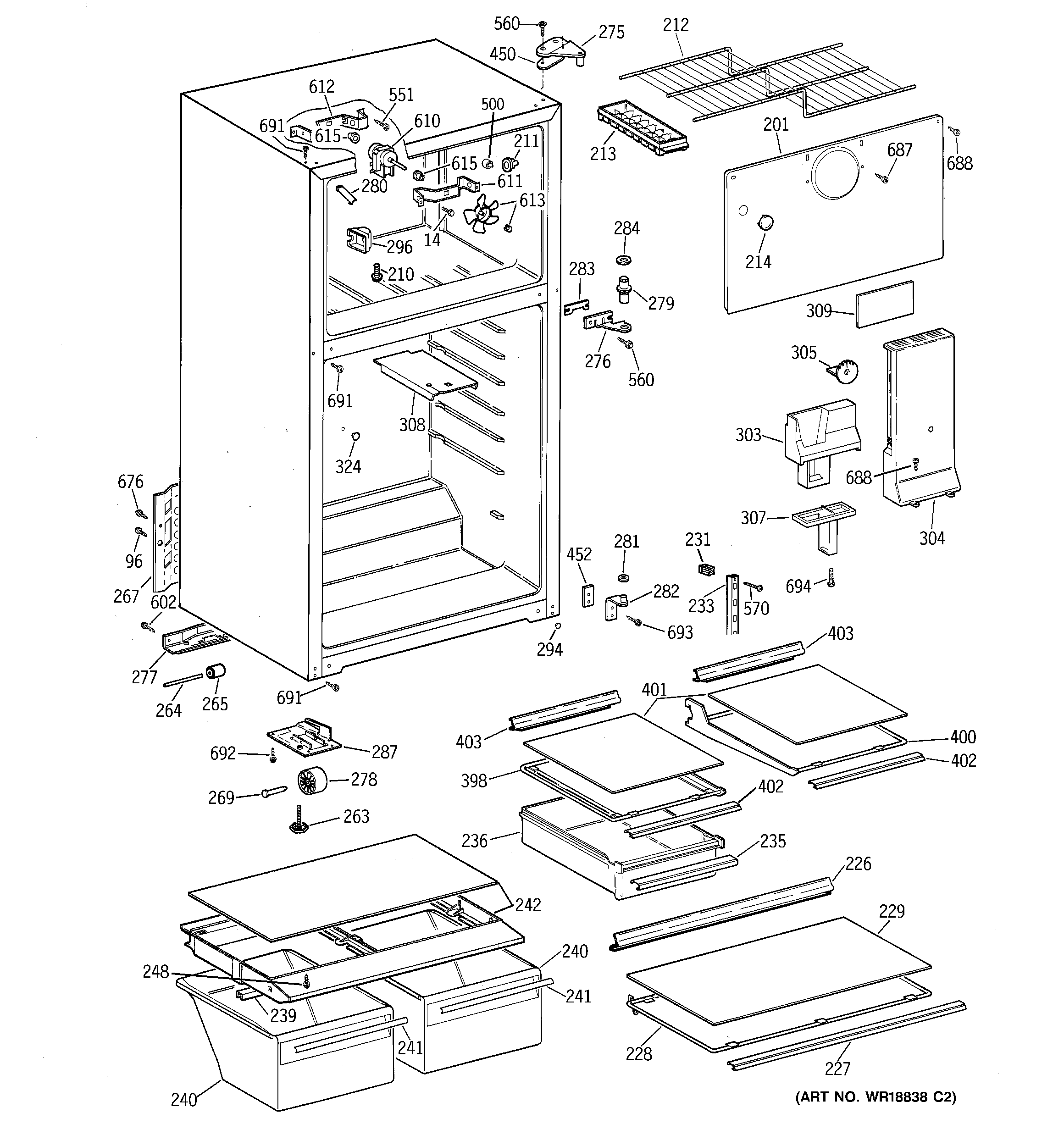 GE GTT15HBMDRWW cabinet diagram