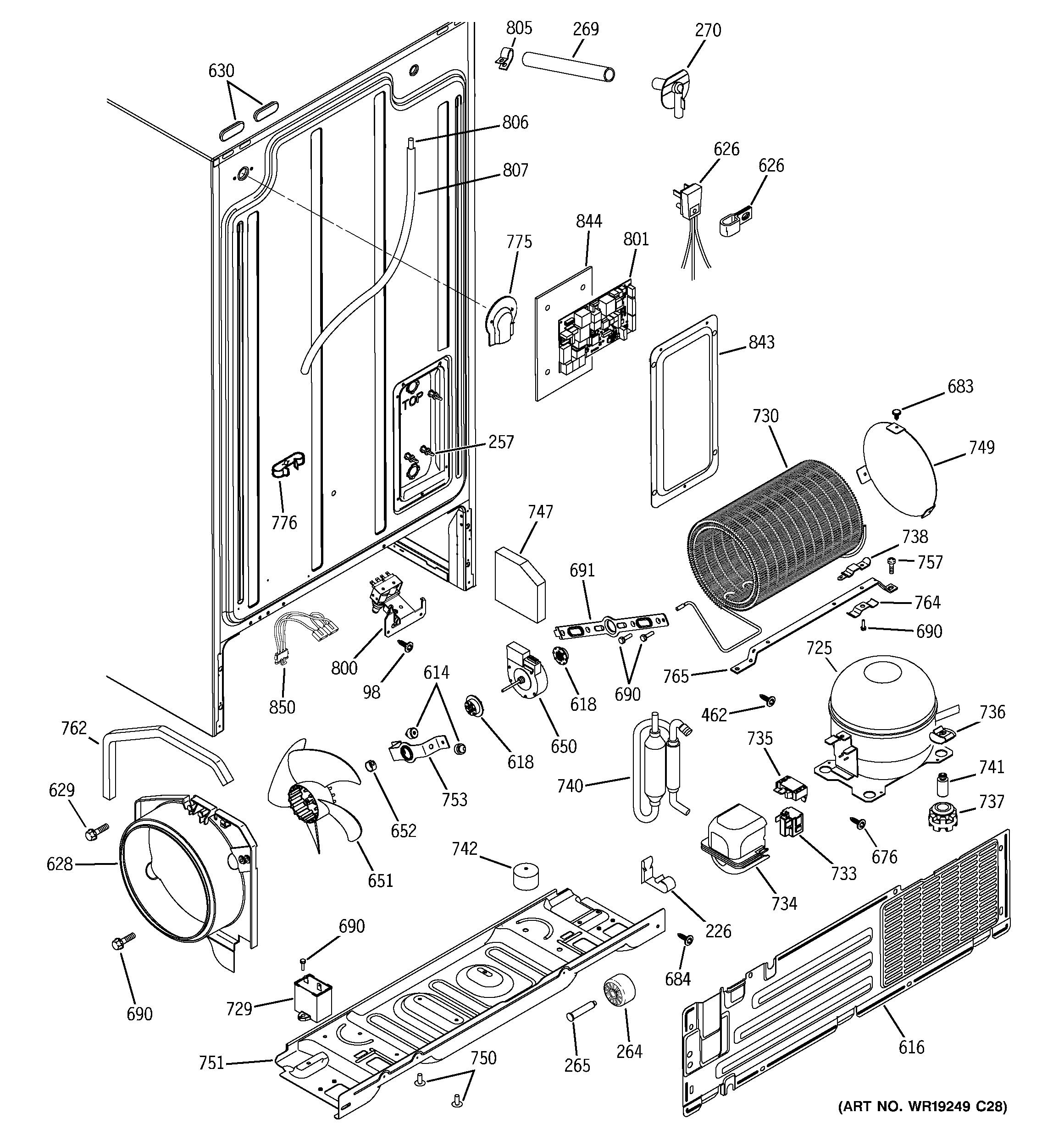 GE GSS22IFPACC sealed system & mother board diagram