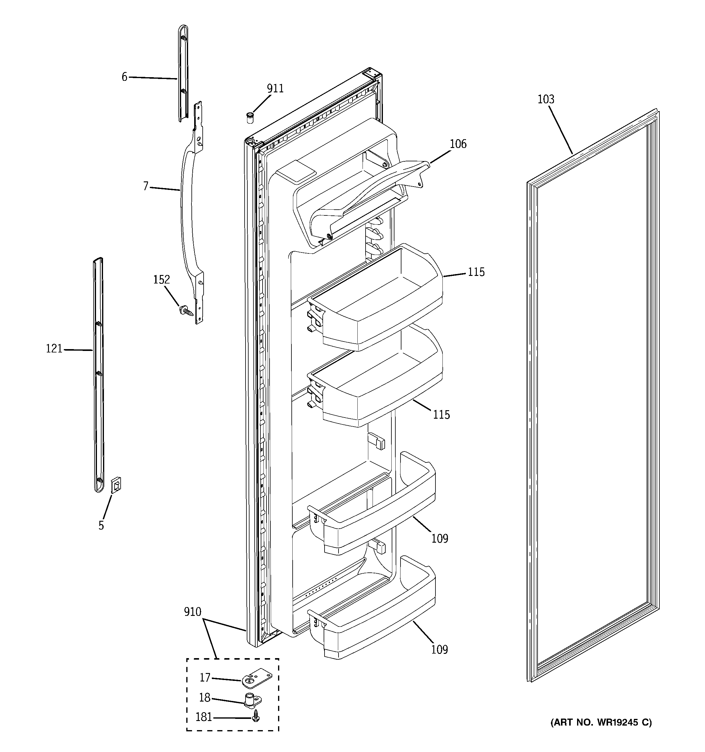 GE GSS22IFPAWW fresh food door diagram