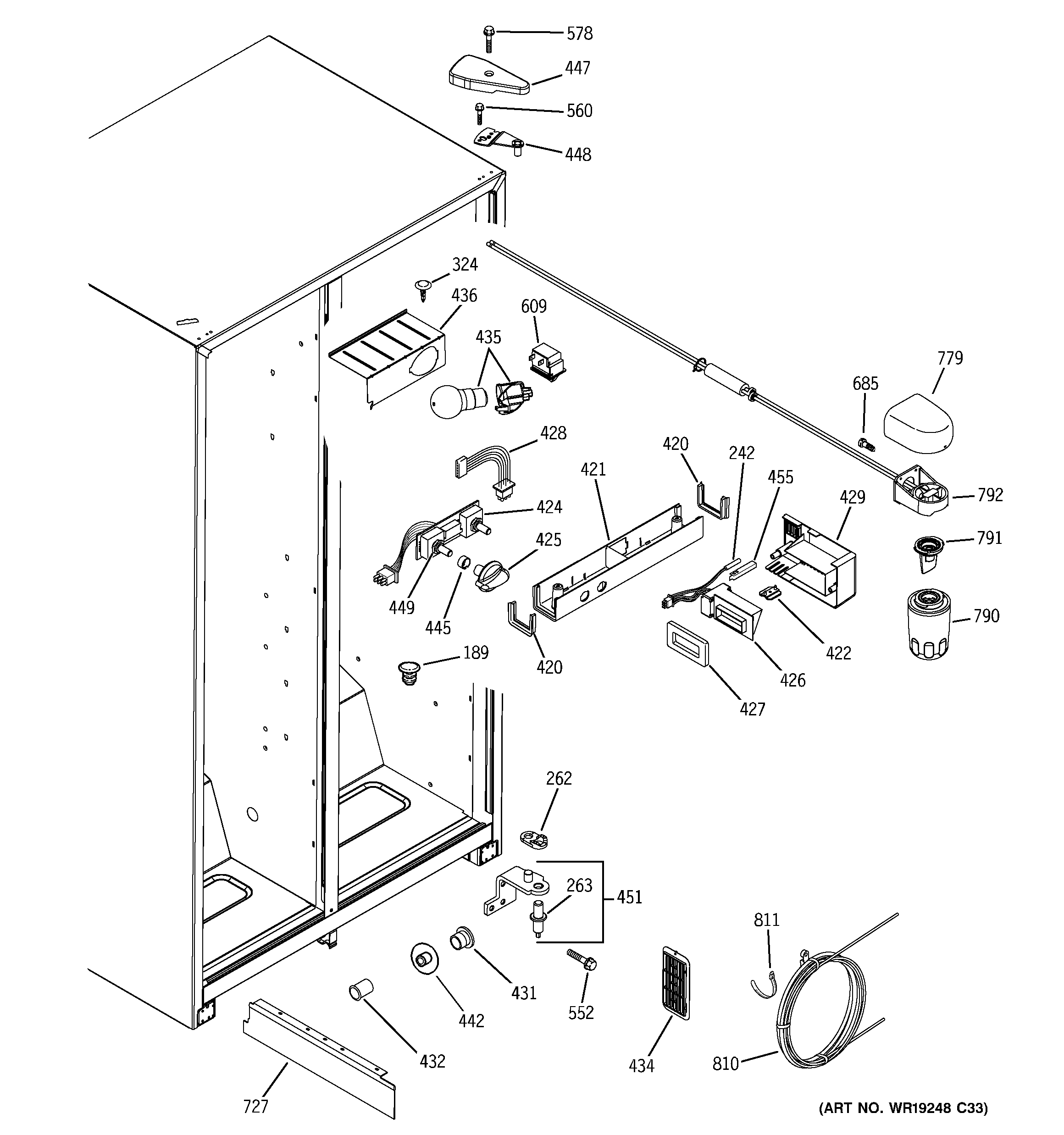 GE GSS22IFPAWW fresh food section diagram