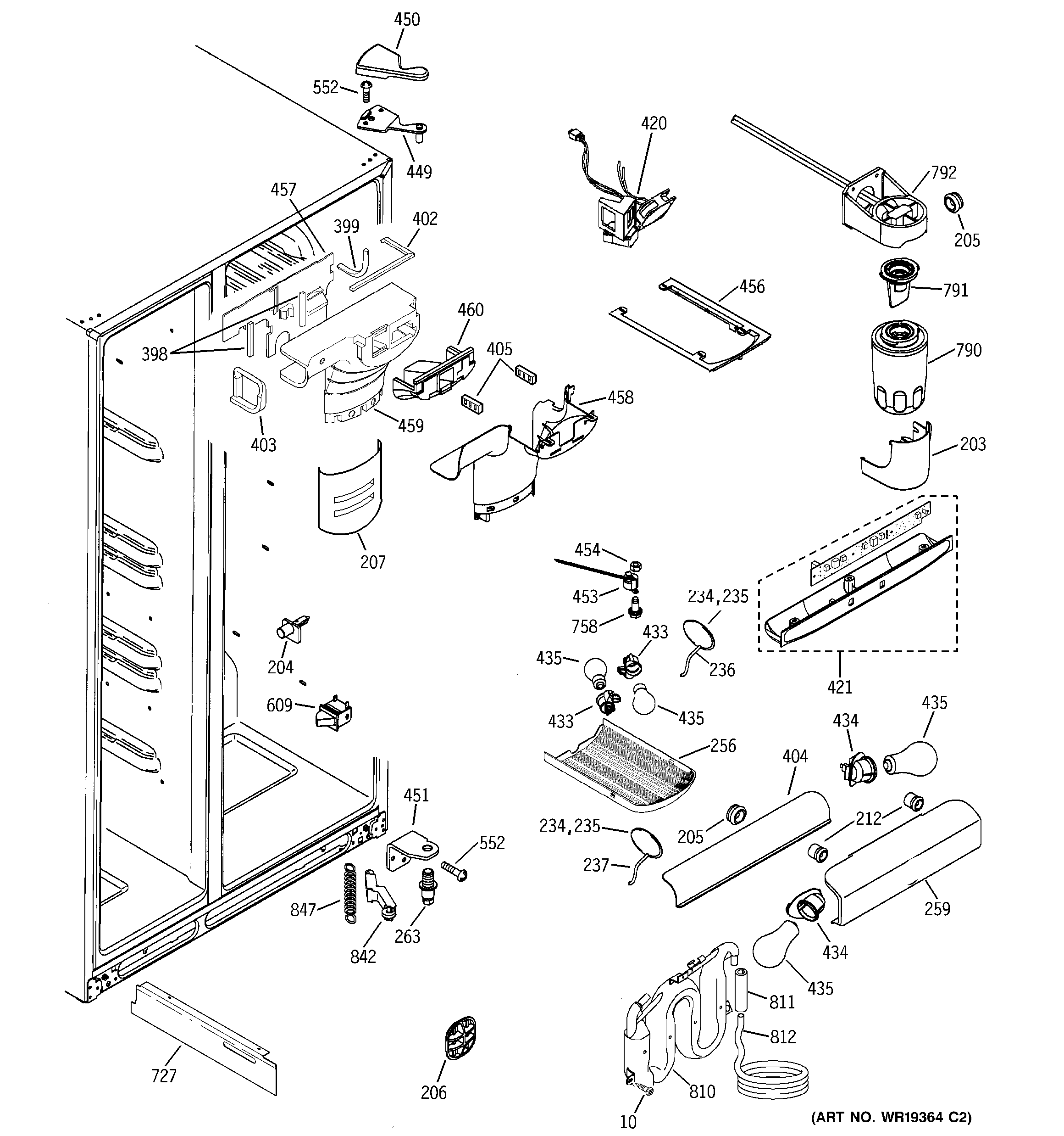 GE GSS25LGPAWW fresh food section diagram