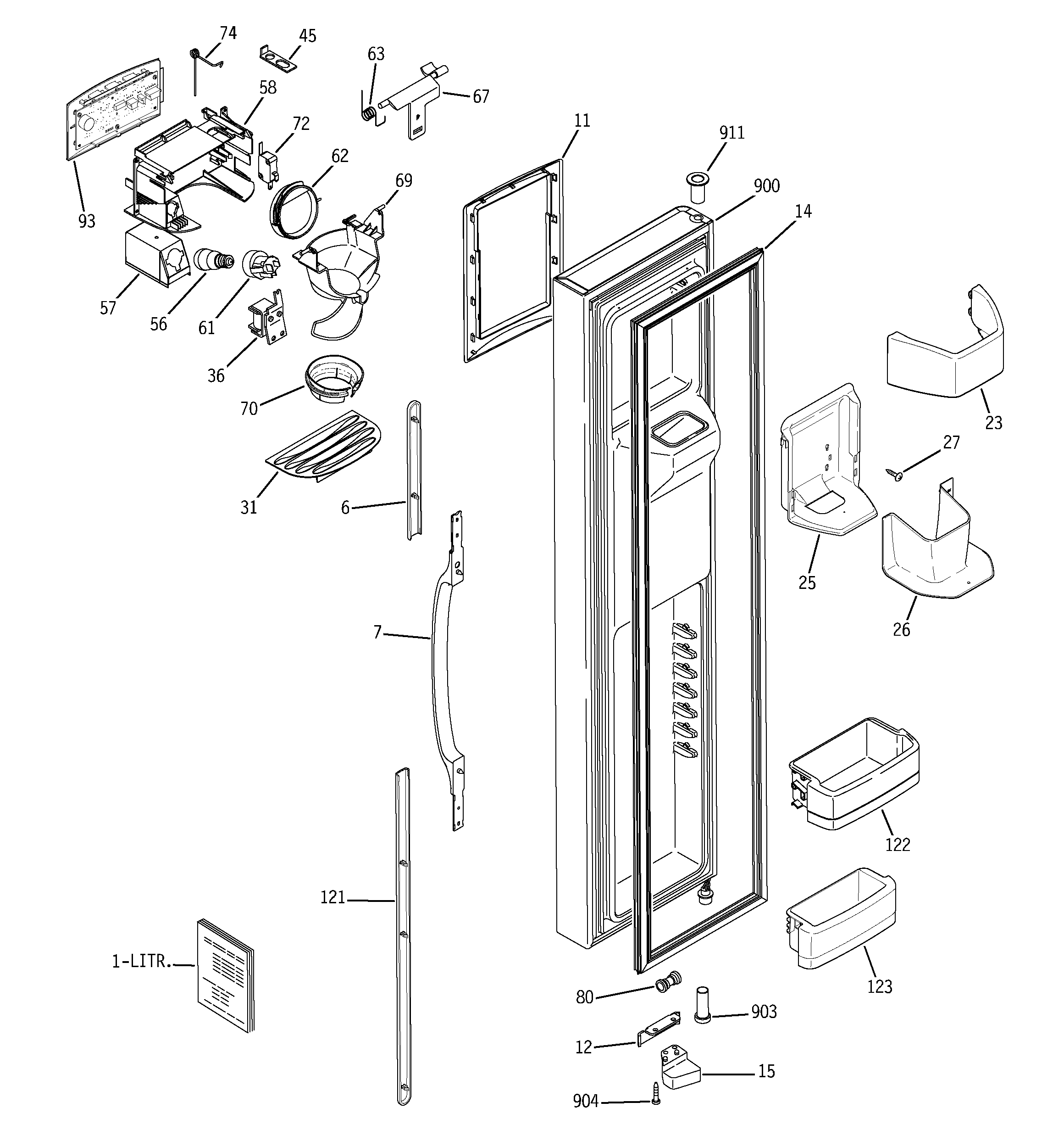 GE GSS25TGPACC freezer door diagram