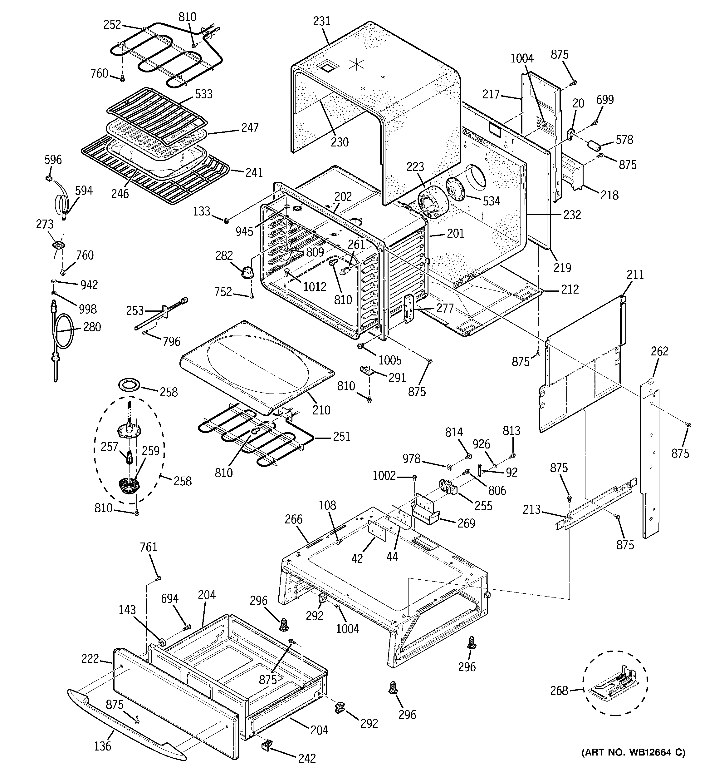 GE JS968SF1SS body parts diagram