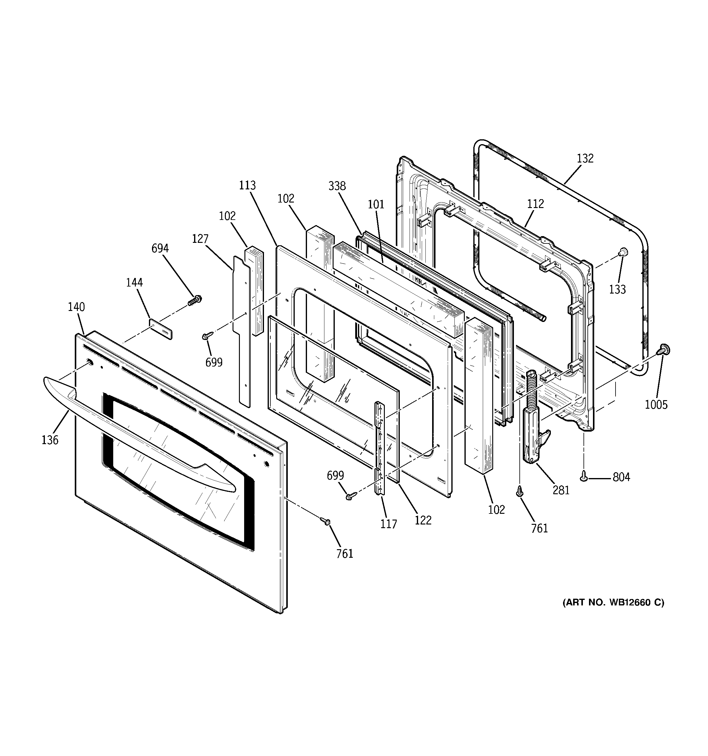 GE JS968SF1SS door diagram