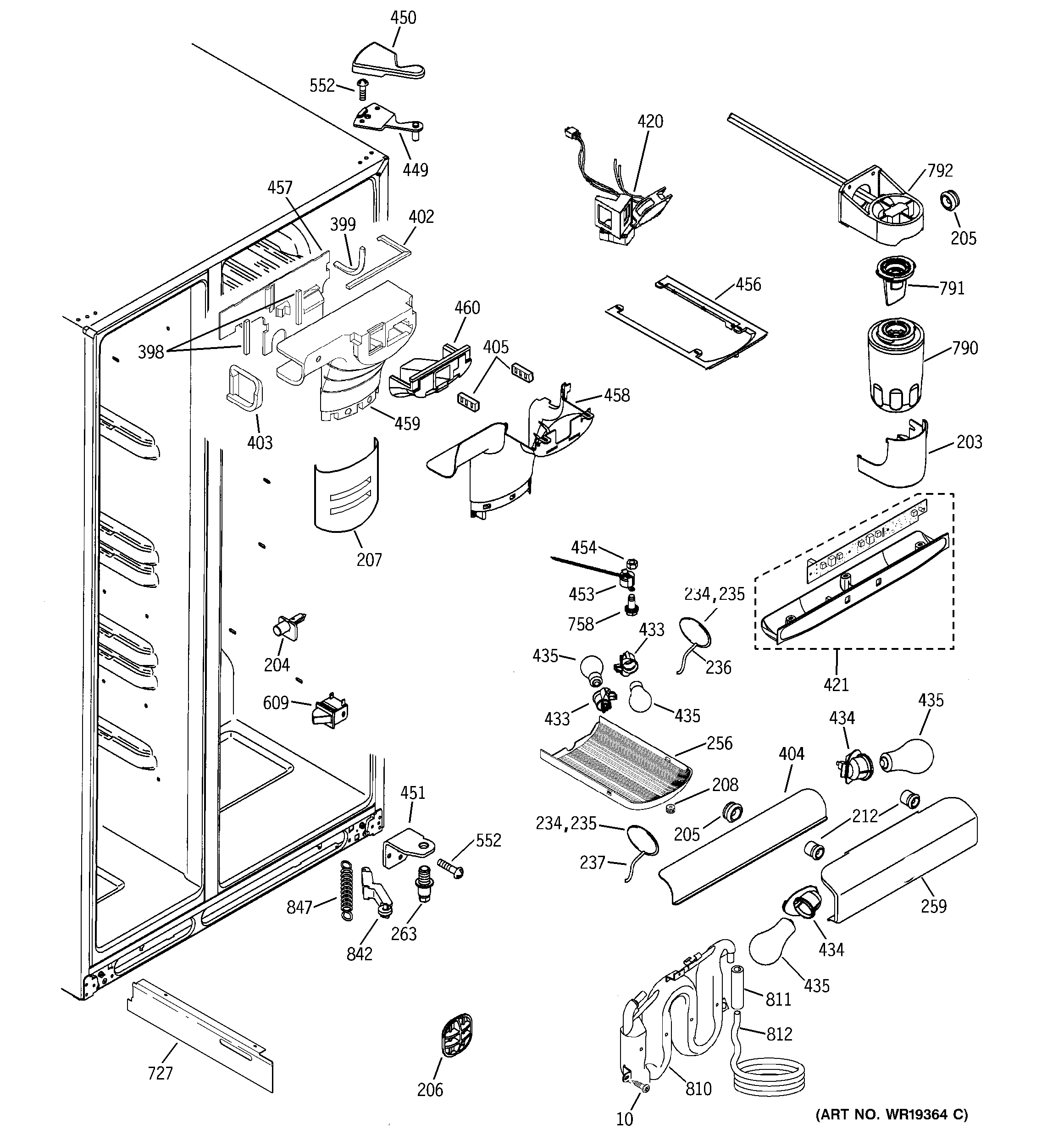 GE GSS27RSPABS fresh food section diagram