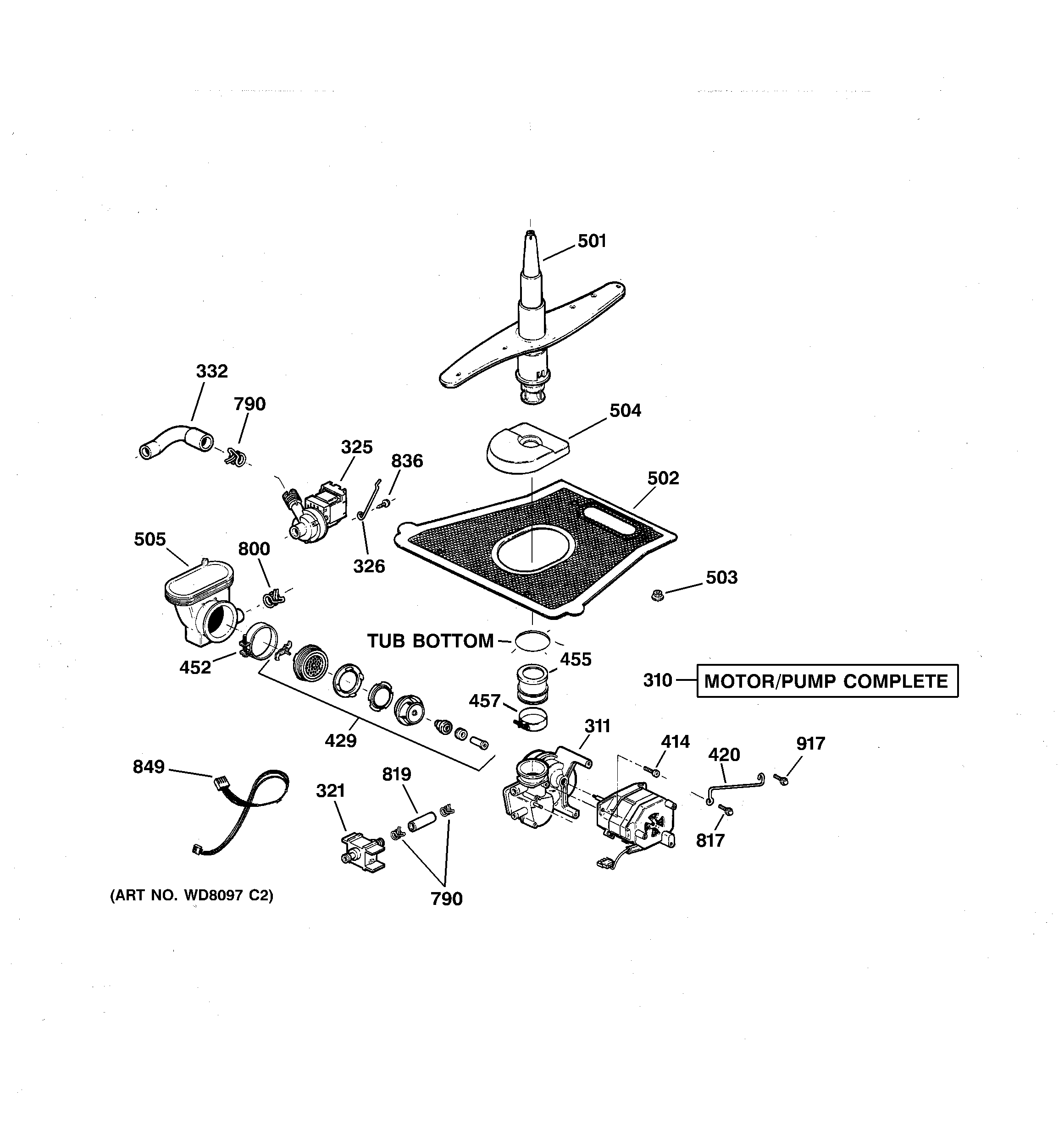 GE GSD5900G00BB motor-pump mechanism diagram