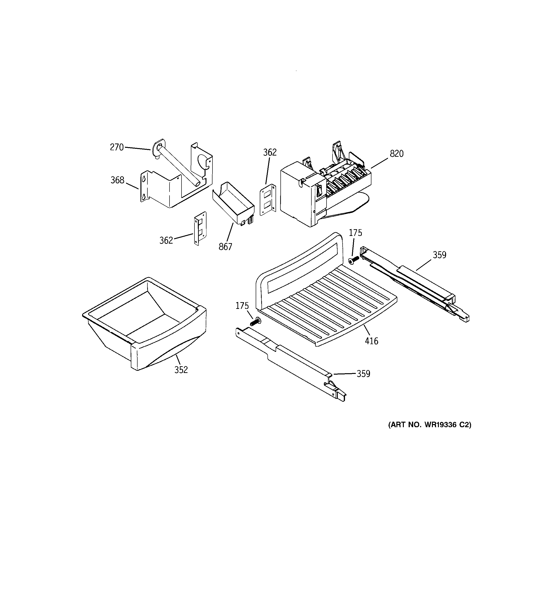 GE PSI23NCPAWW ice maker & dispenser diagram