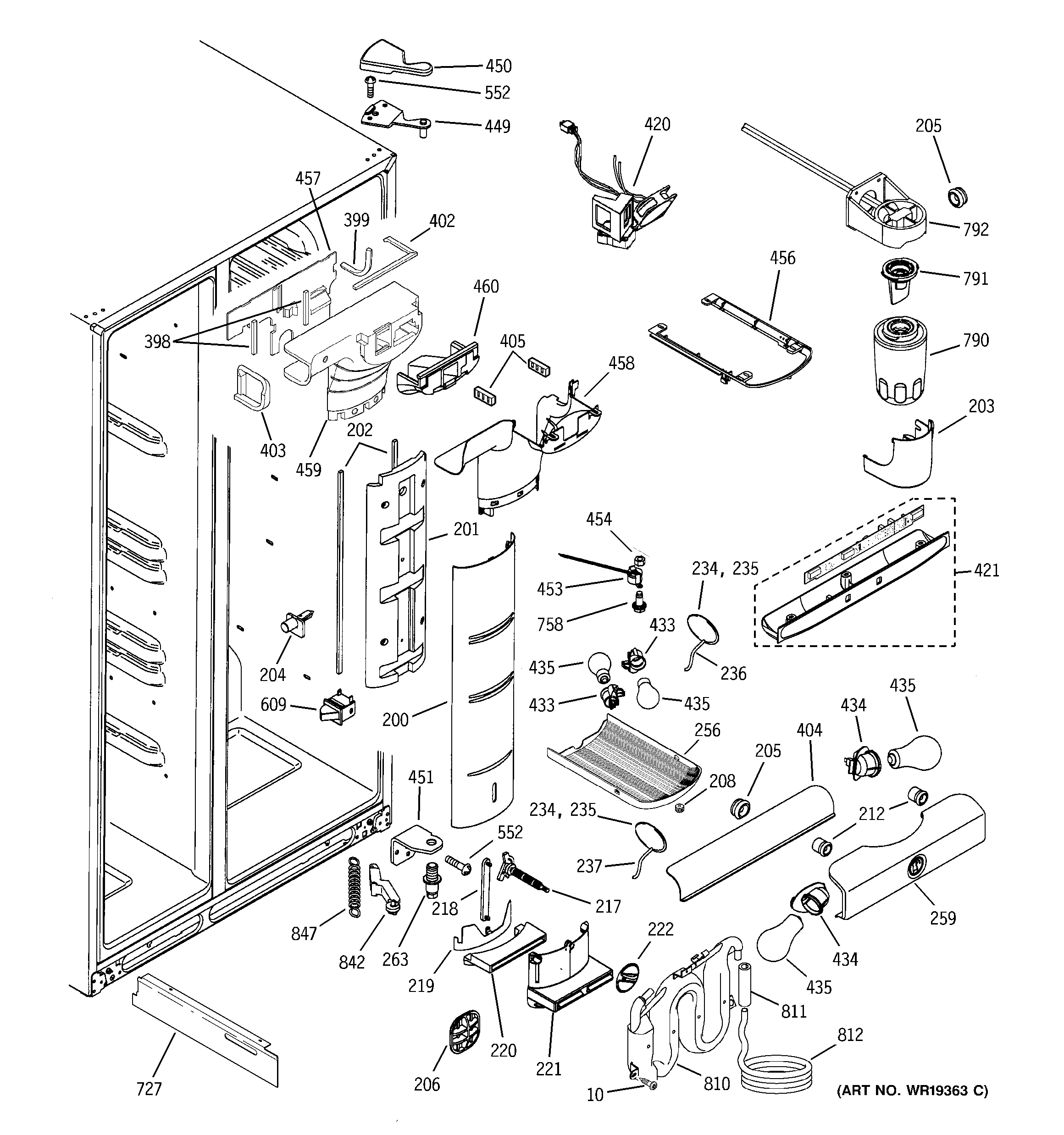 GE PSF26NGPACC fresh food section diagram