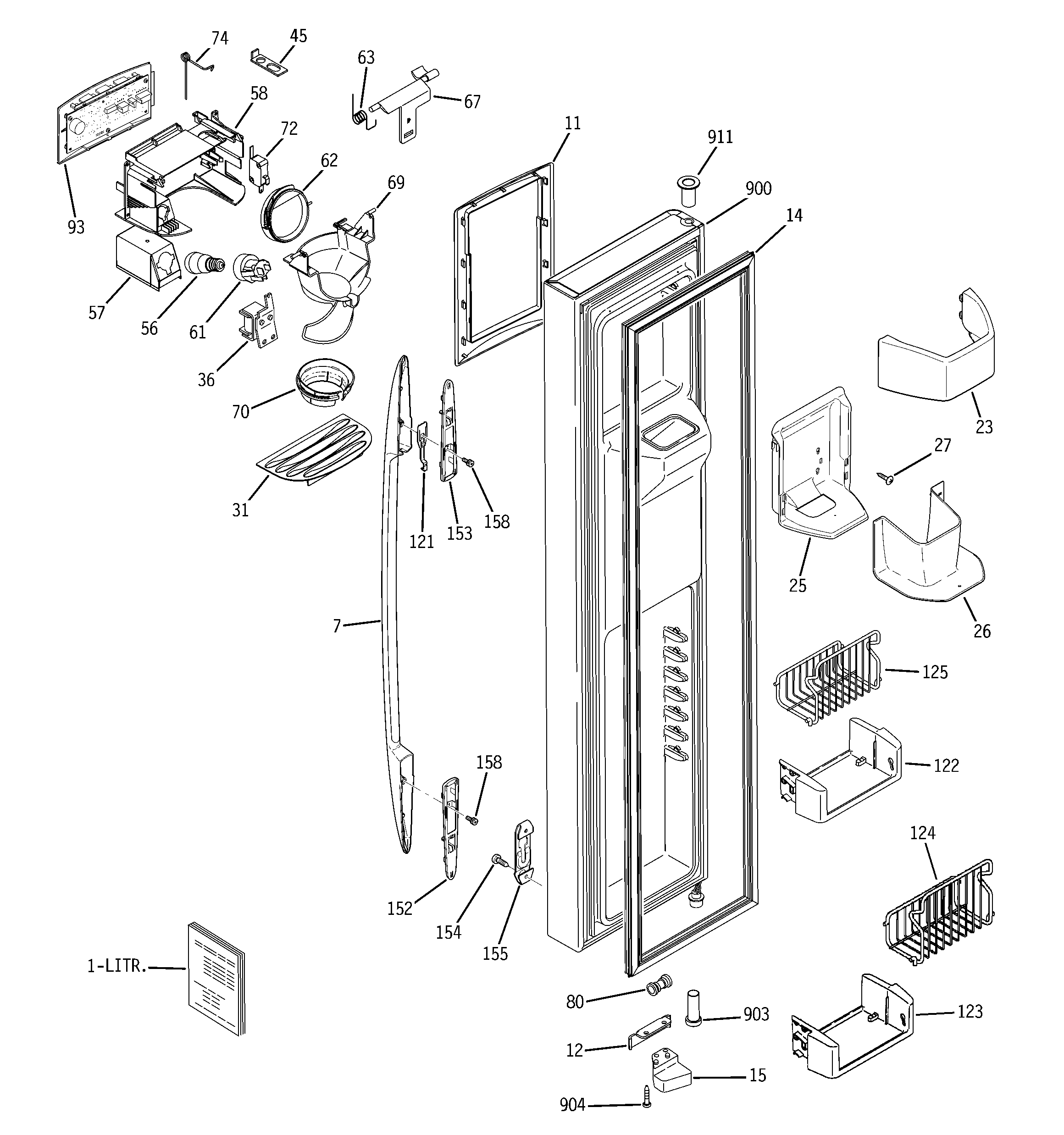 GE PSC23SHPASS freezer door diagram