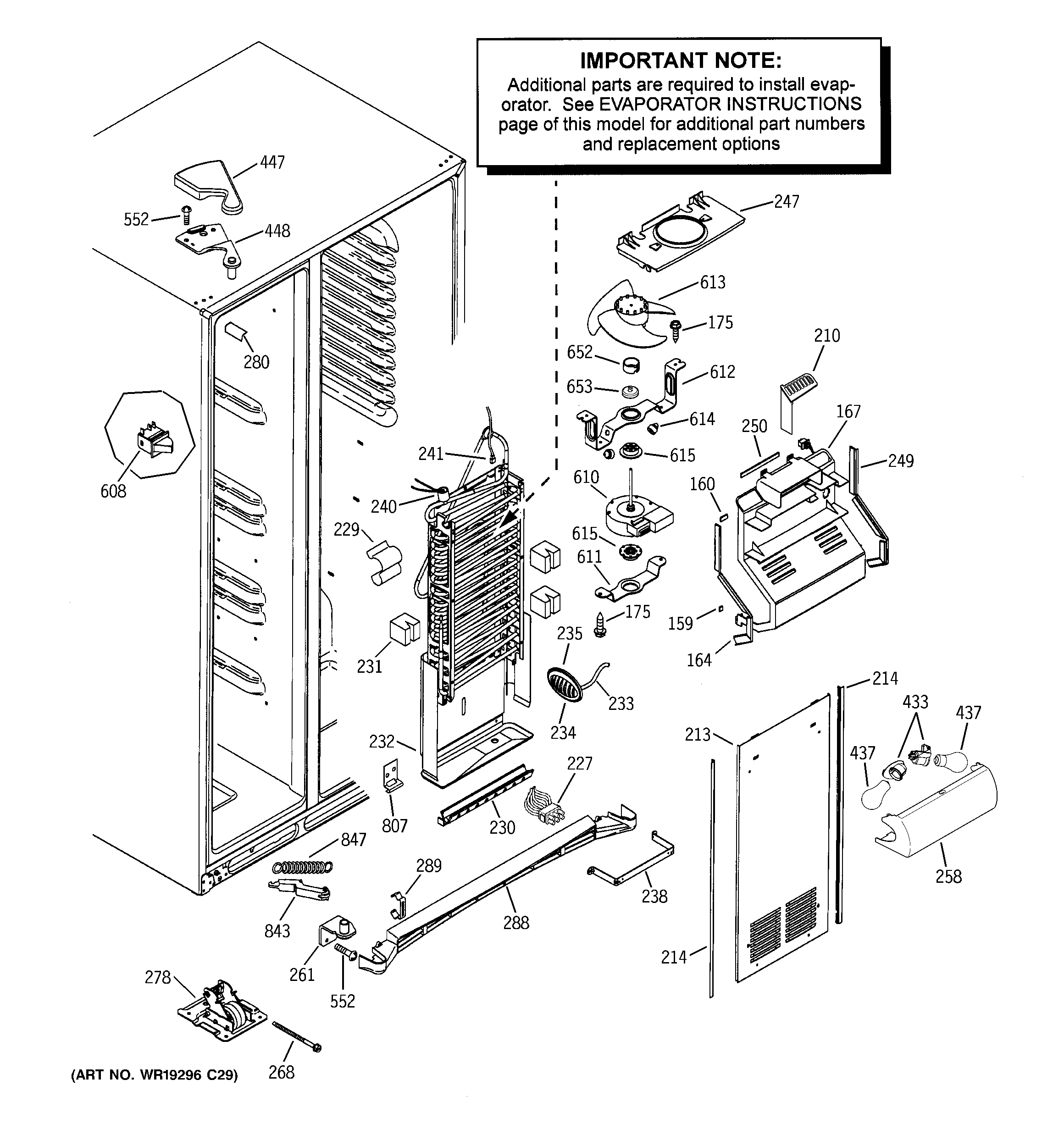 GE PSS26MGPABB freezer section diagram