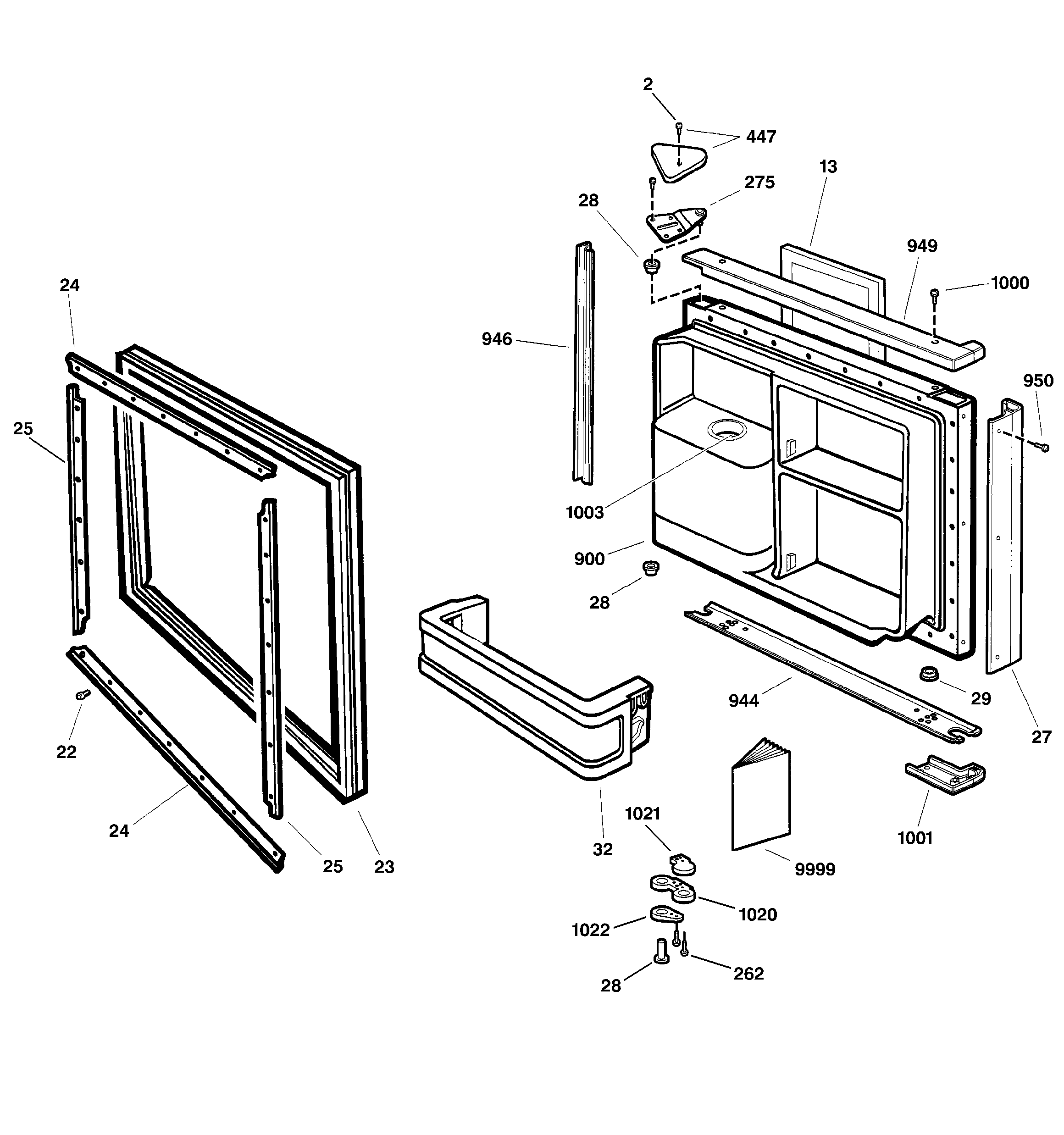 GE PTI22MFMALBB freezer door diagram