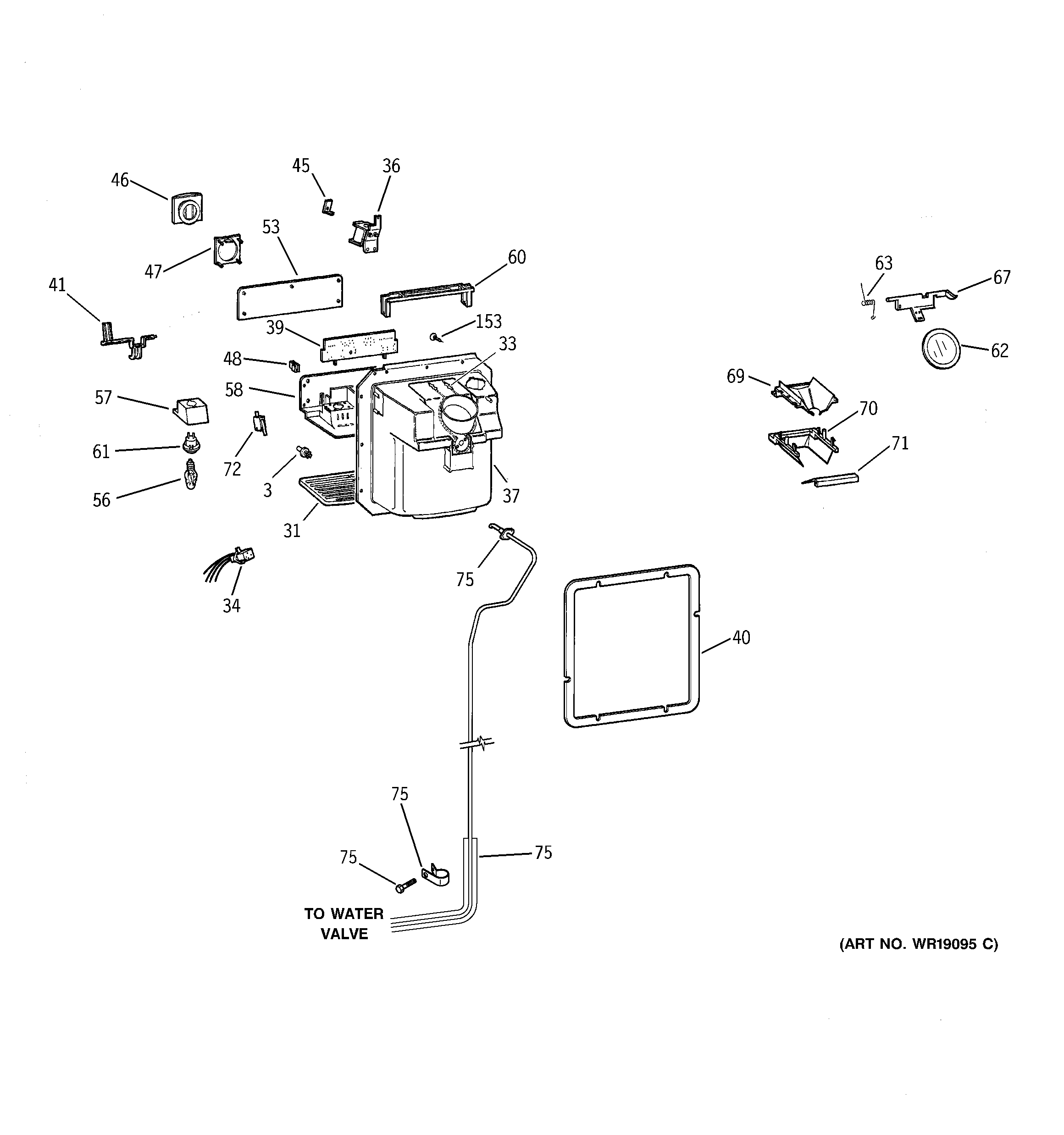 GE PTI22MFMALBB dispenser diagram