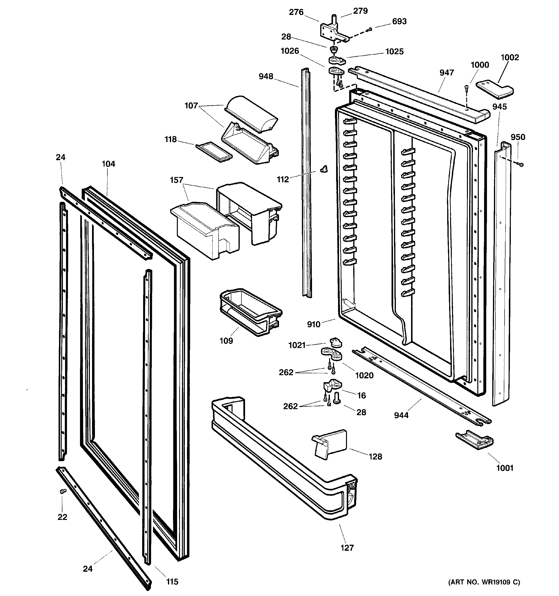 GE PTI22MFMALBB fresh food door diagram