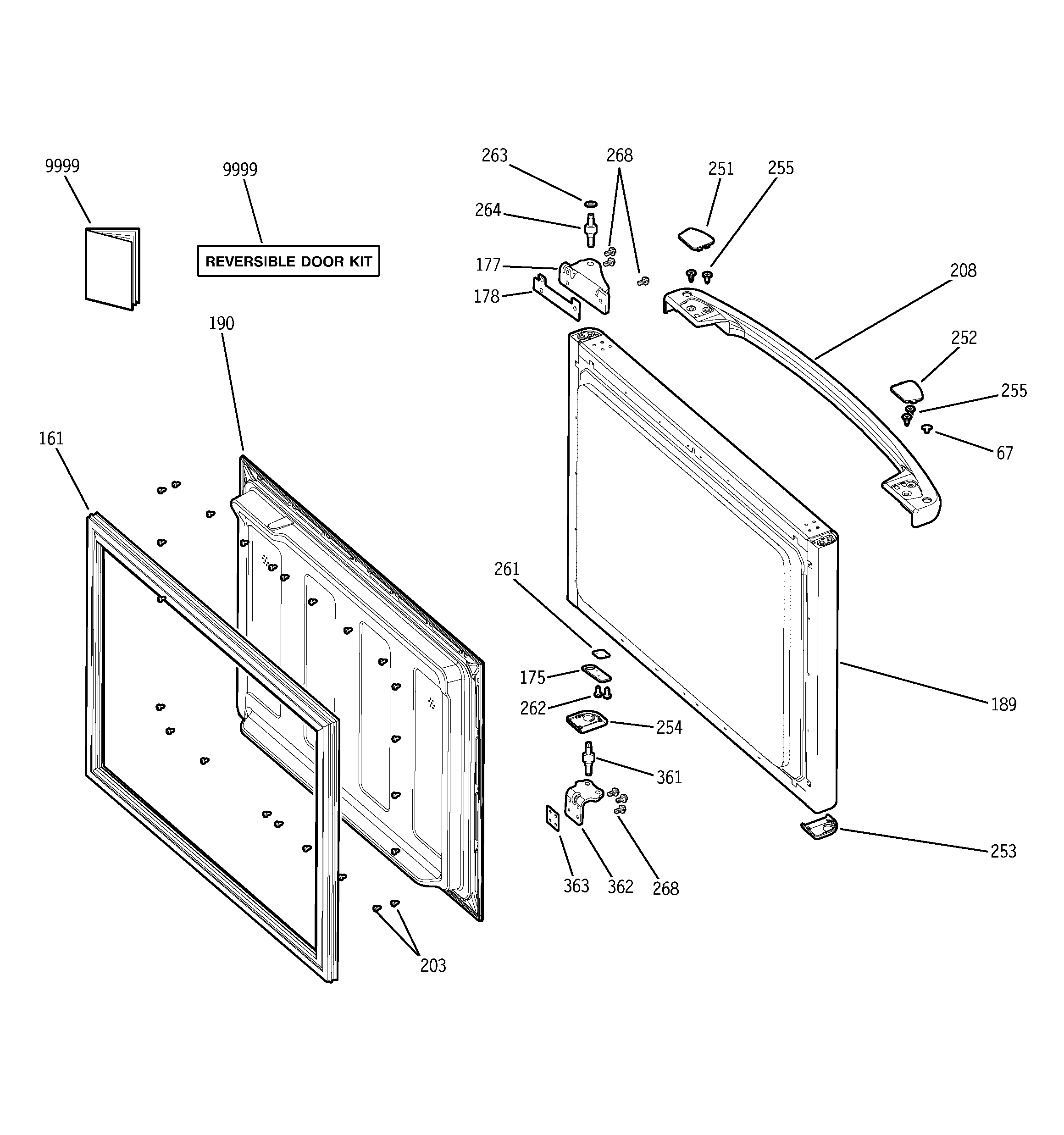 GE GBS18HBPAWW freezer door diagram