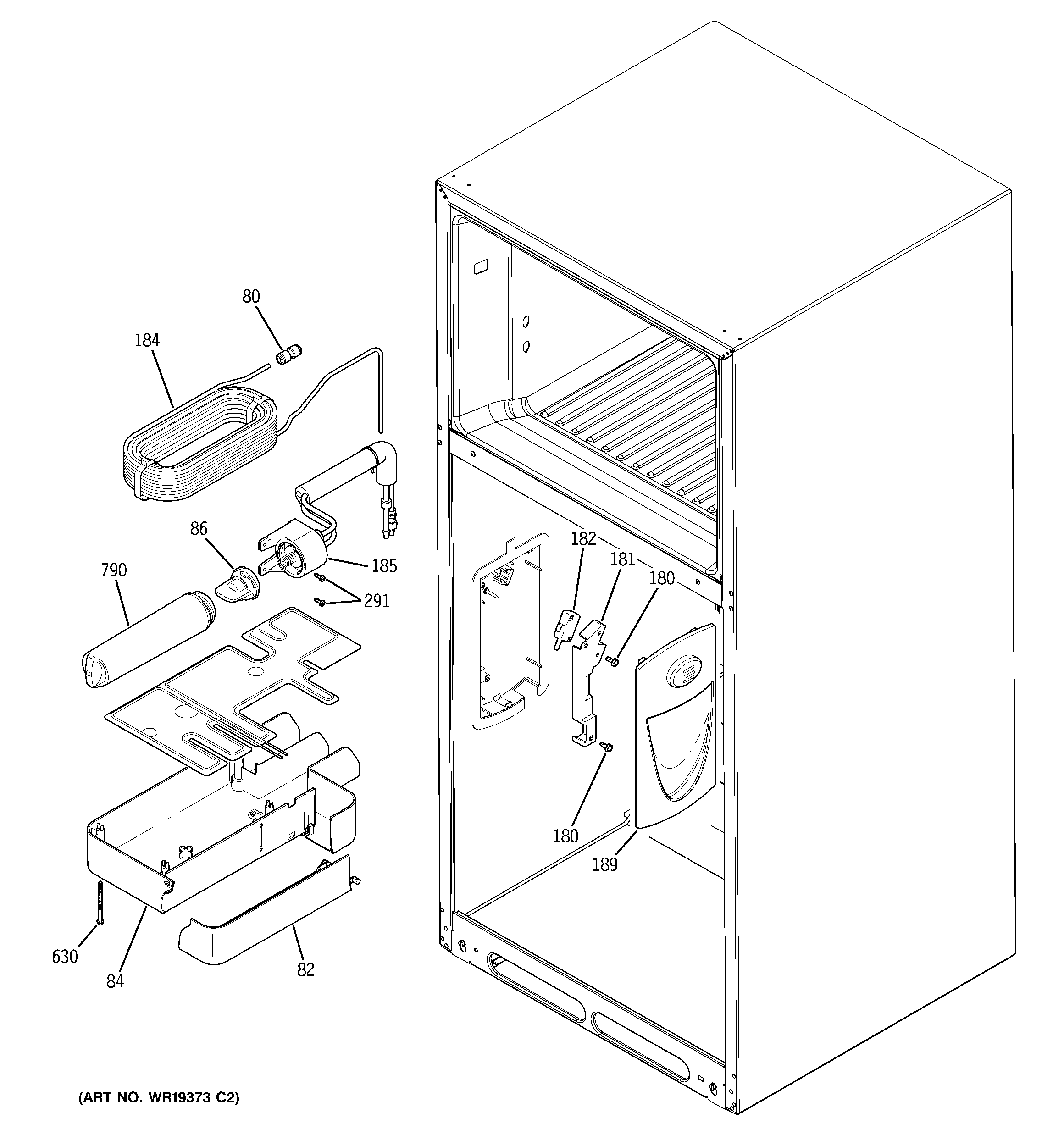 GE PTS25LHPARWW water filtration & dispenser diagram