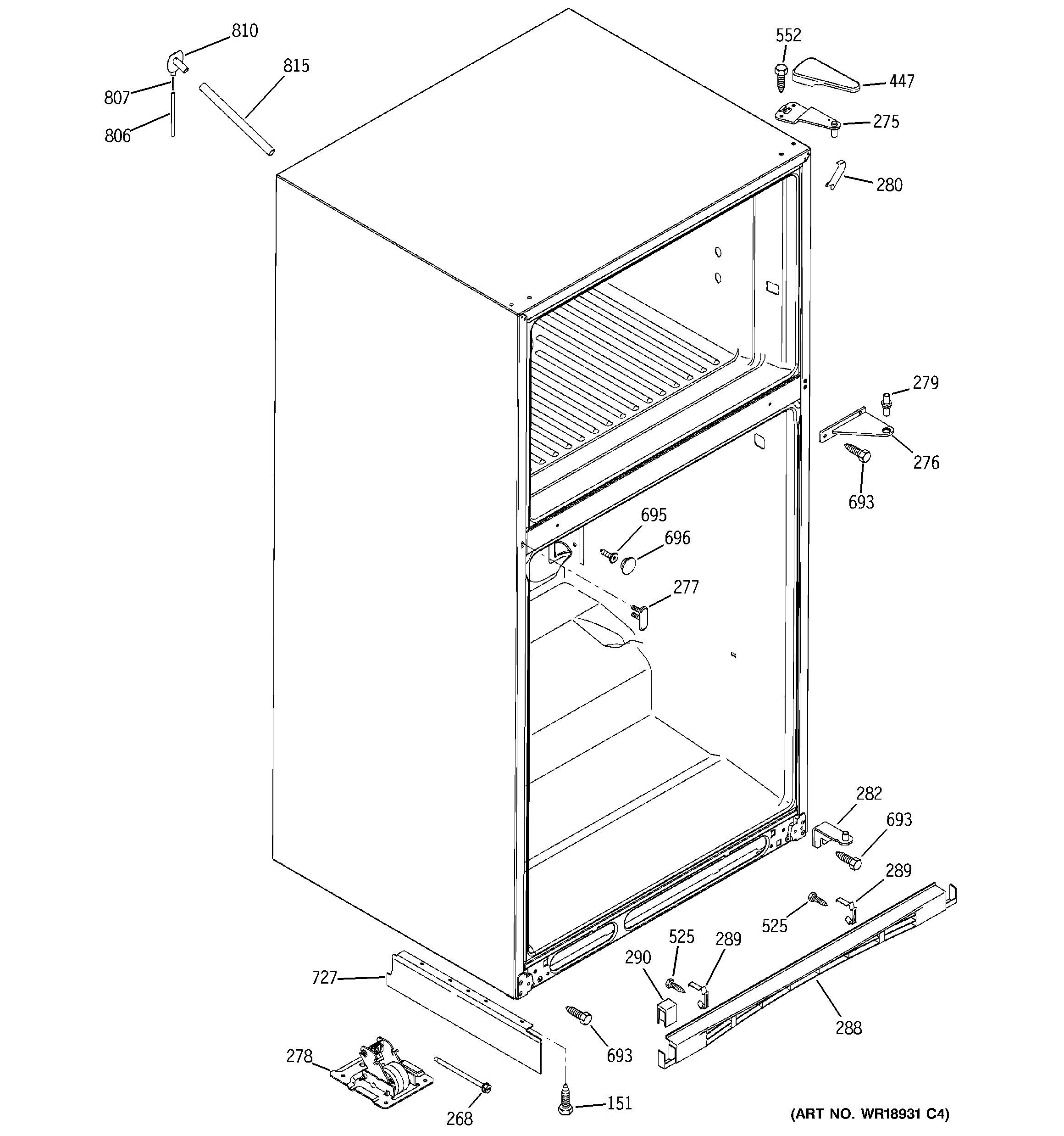 GE PTS25LHPARWW case parts diagram