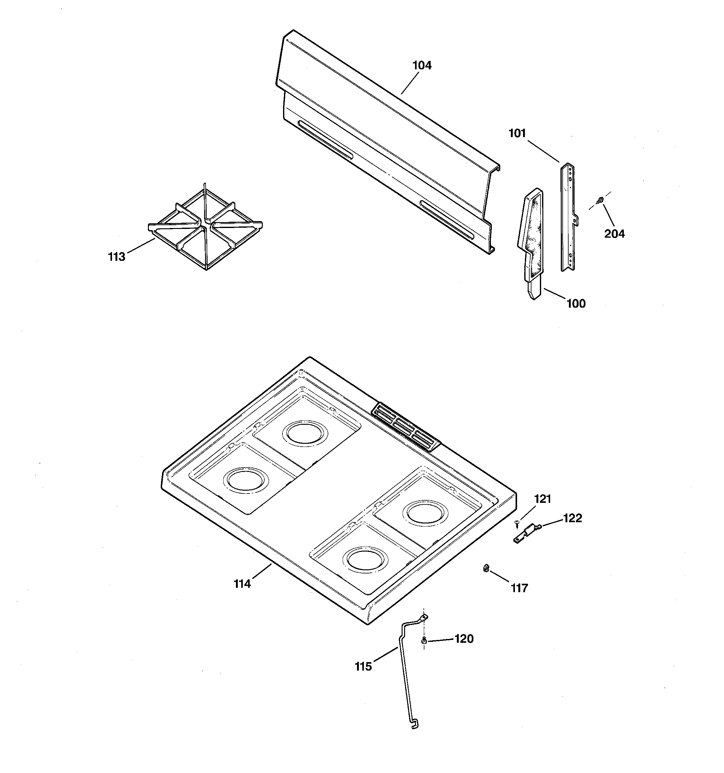 GE JGBS07PEH1WW cooktop diagram