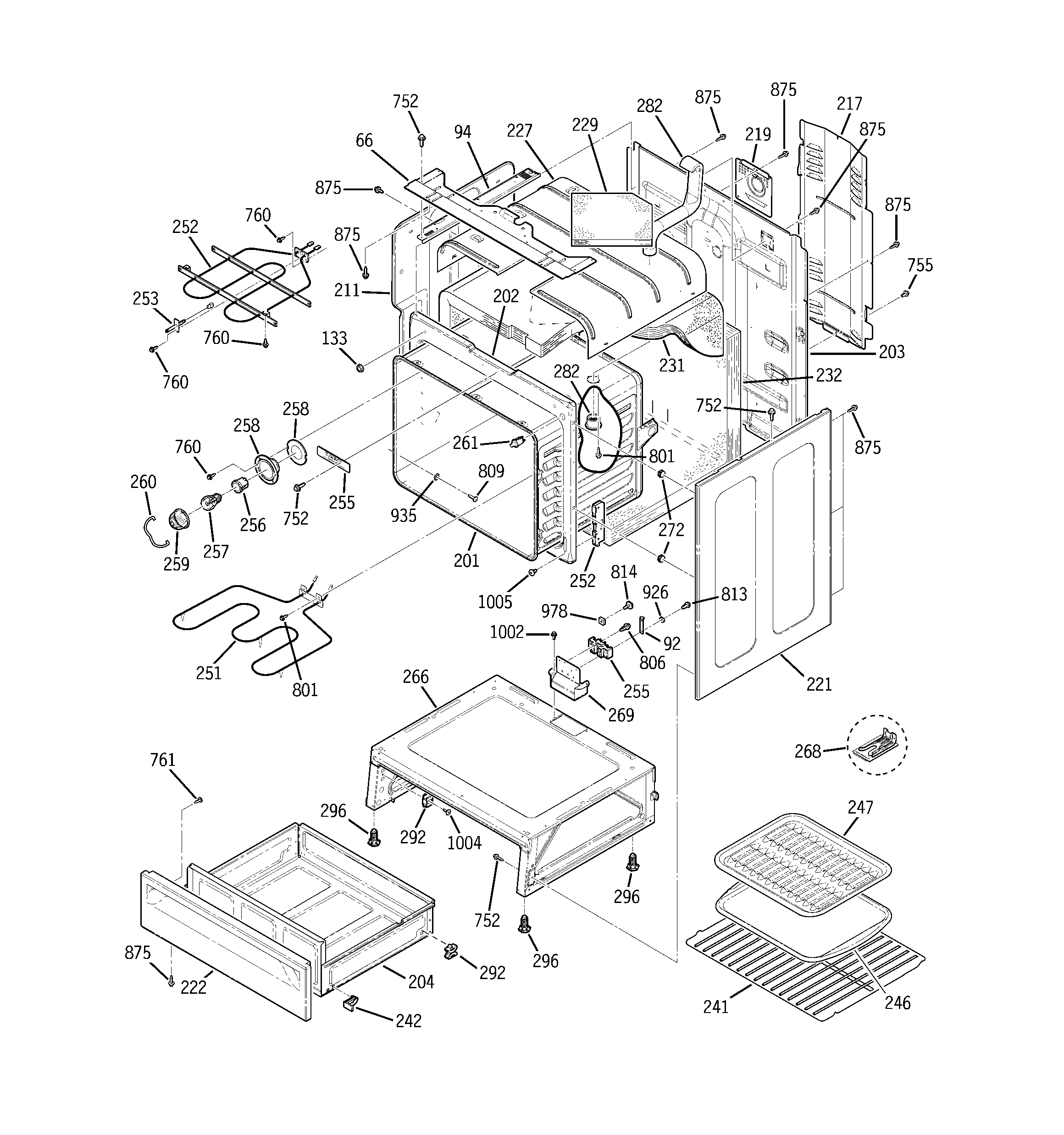 GE JBP80WF1WW body parts diagram
