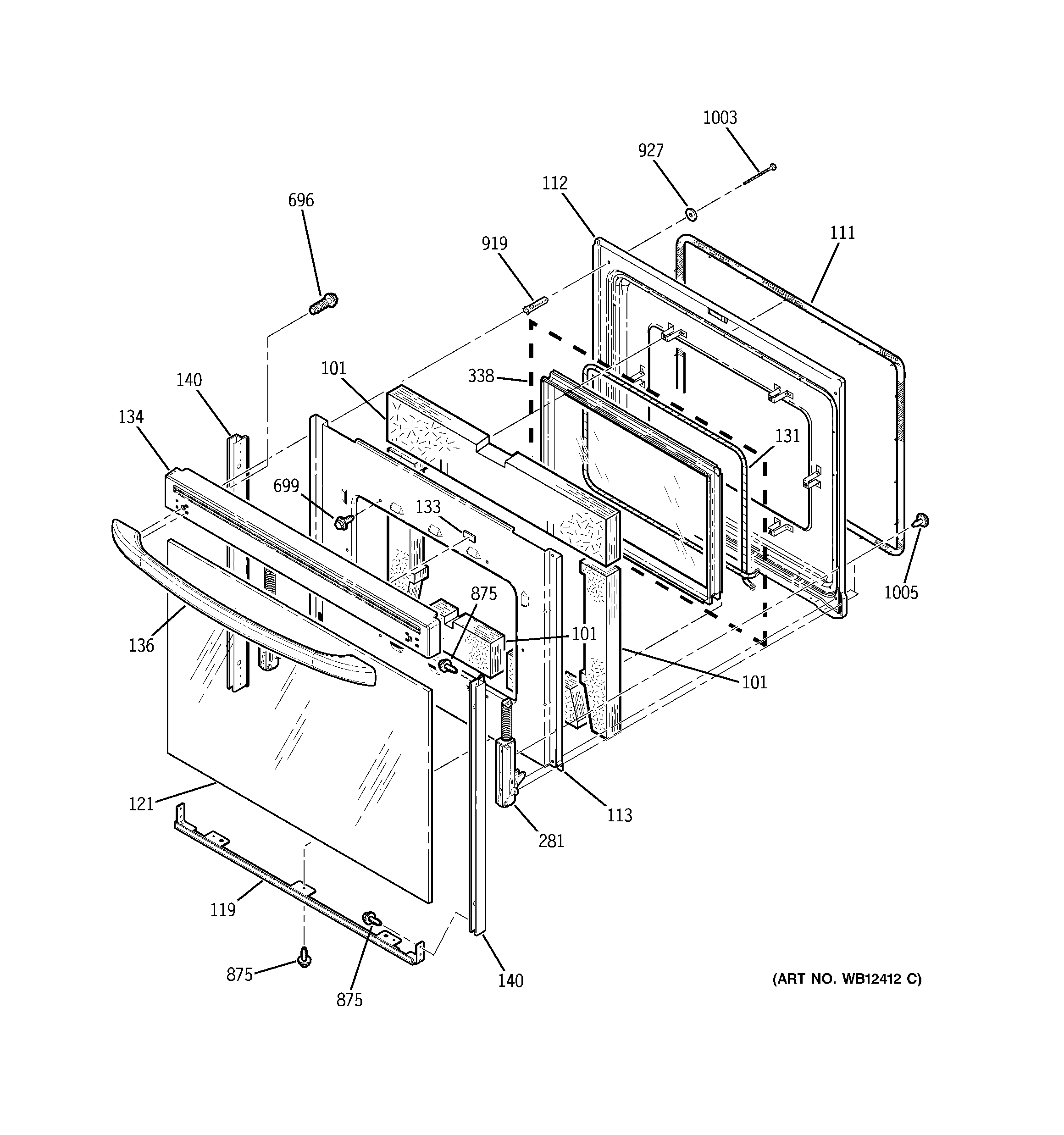GE JBP80WF1WW door diagram