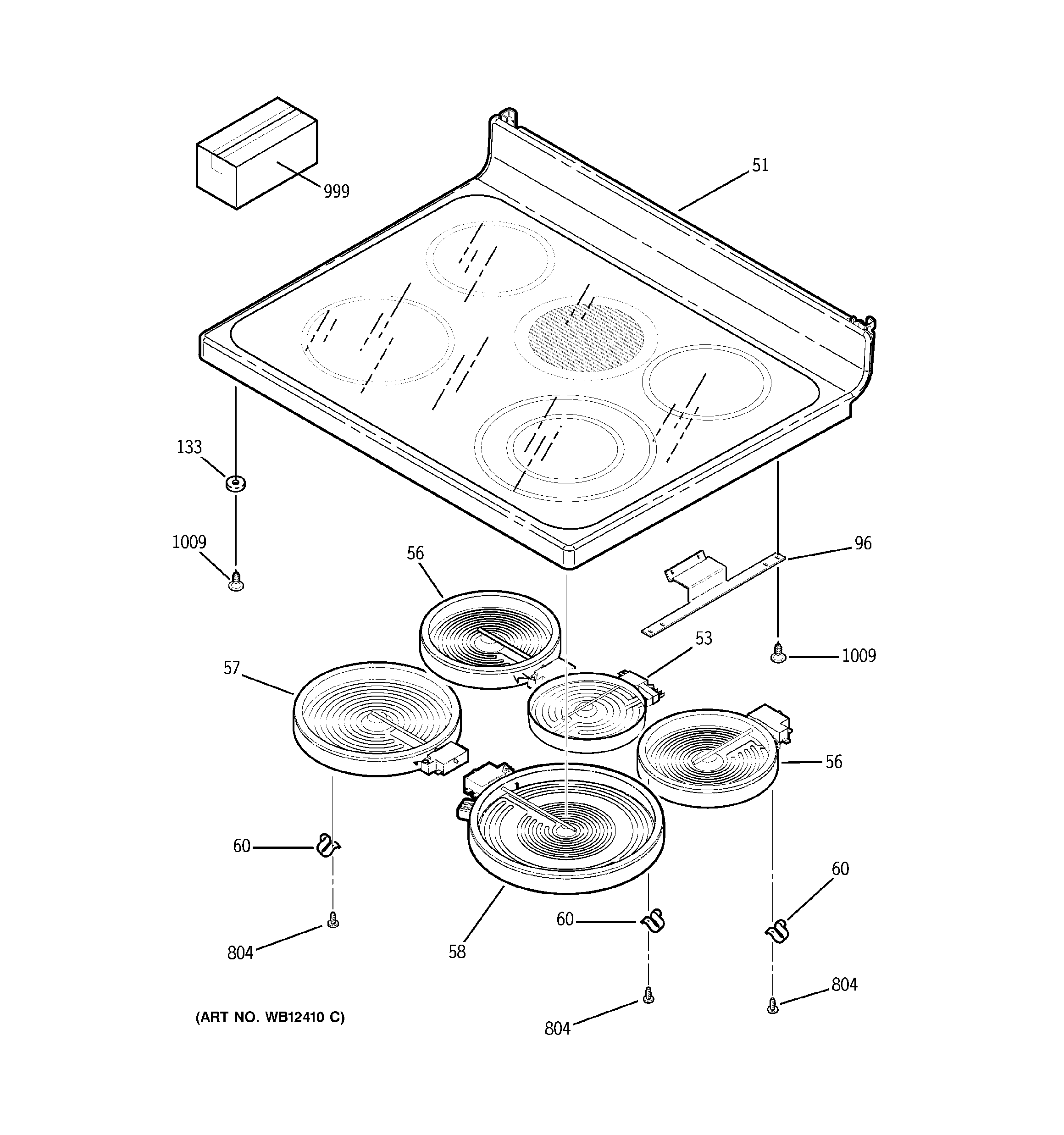 GE JBP80SF1SB cooktop diagram