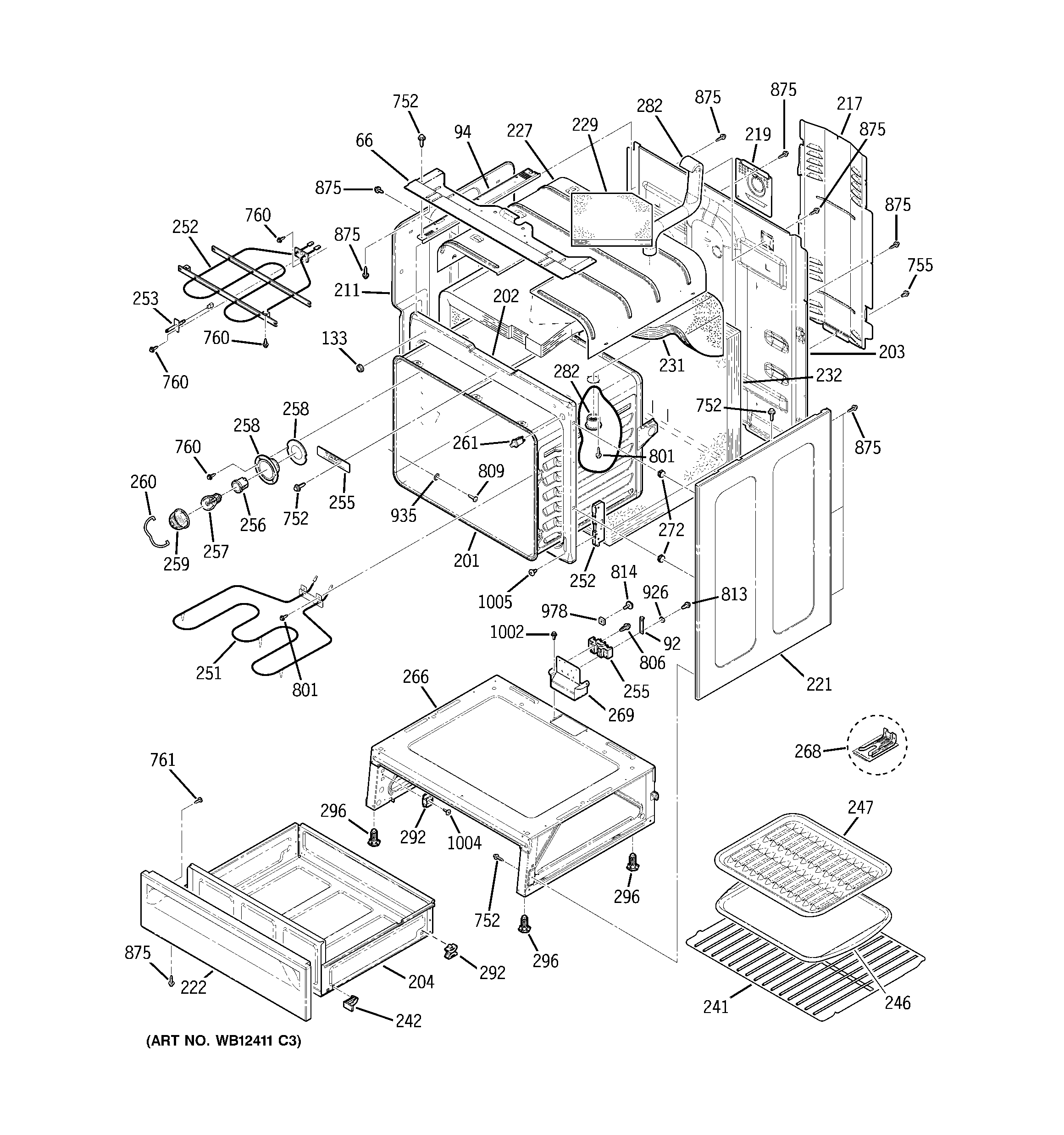 GE JBP80SF1SB body parts diagram