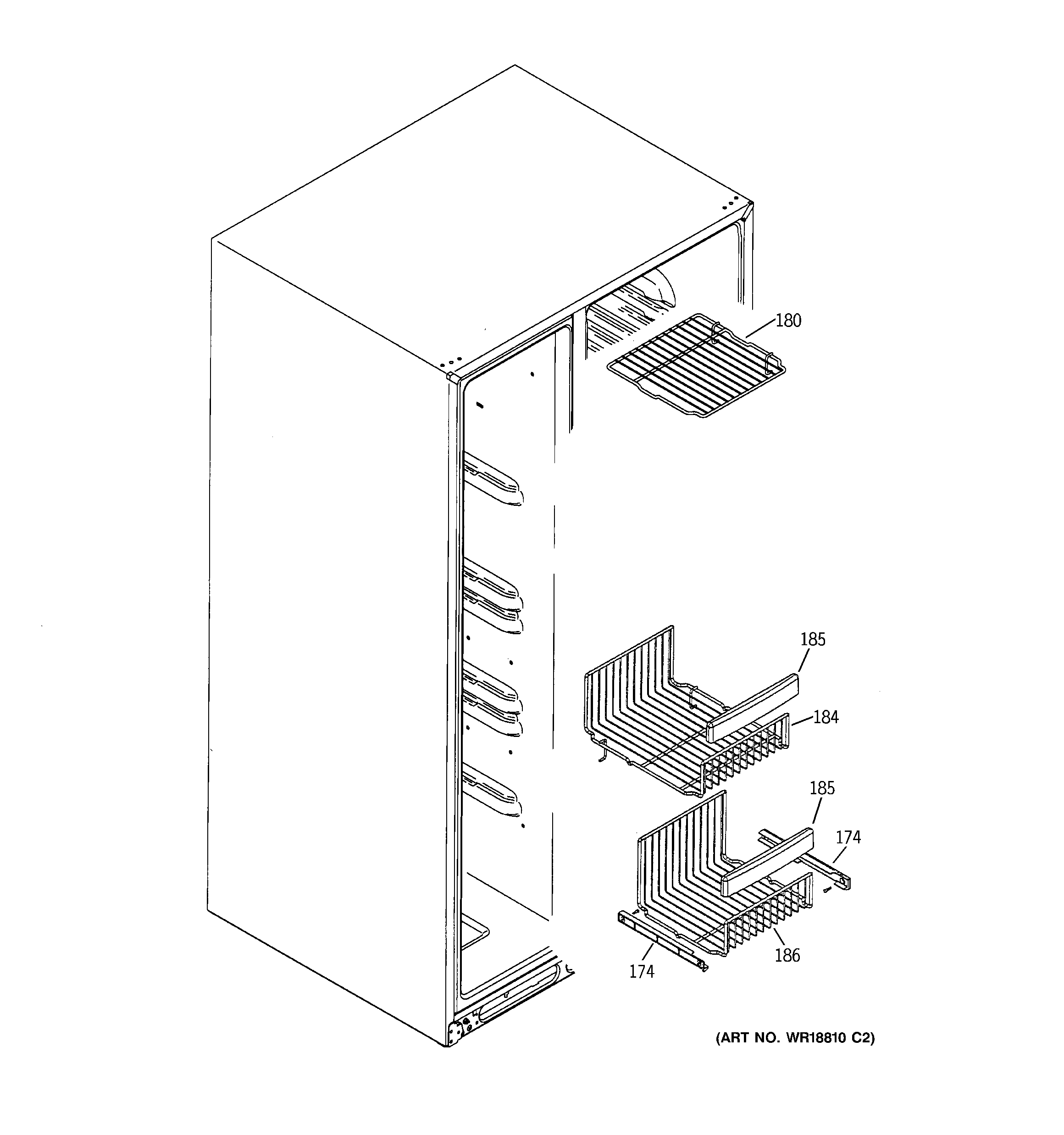 GE ESS25LGPACC freezer shelves diagram
