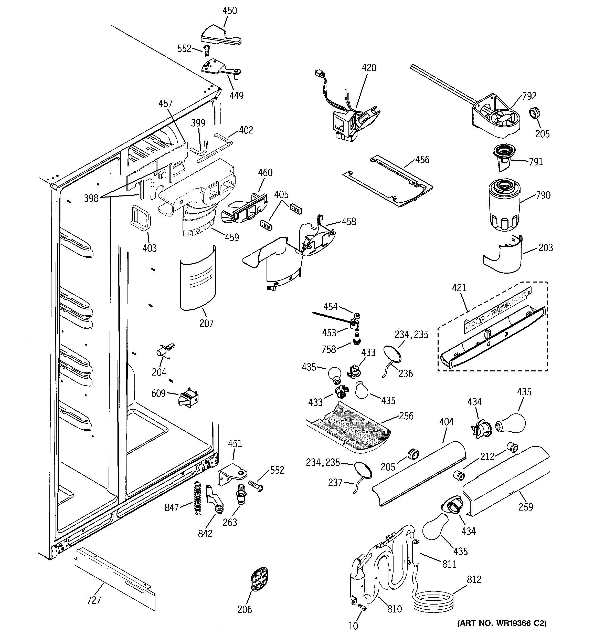 GE ESS25LGPACC fresh food section diagram