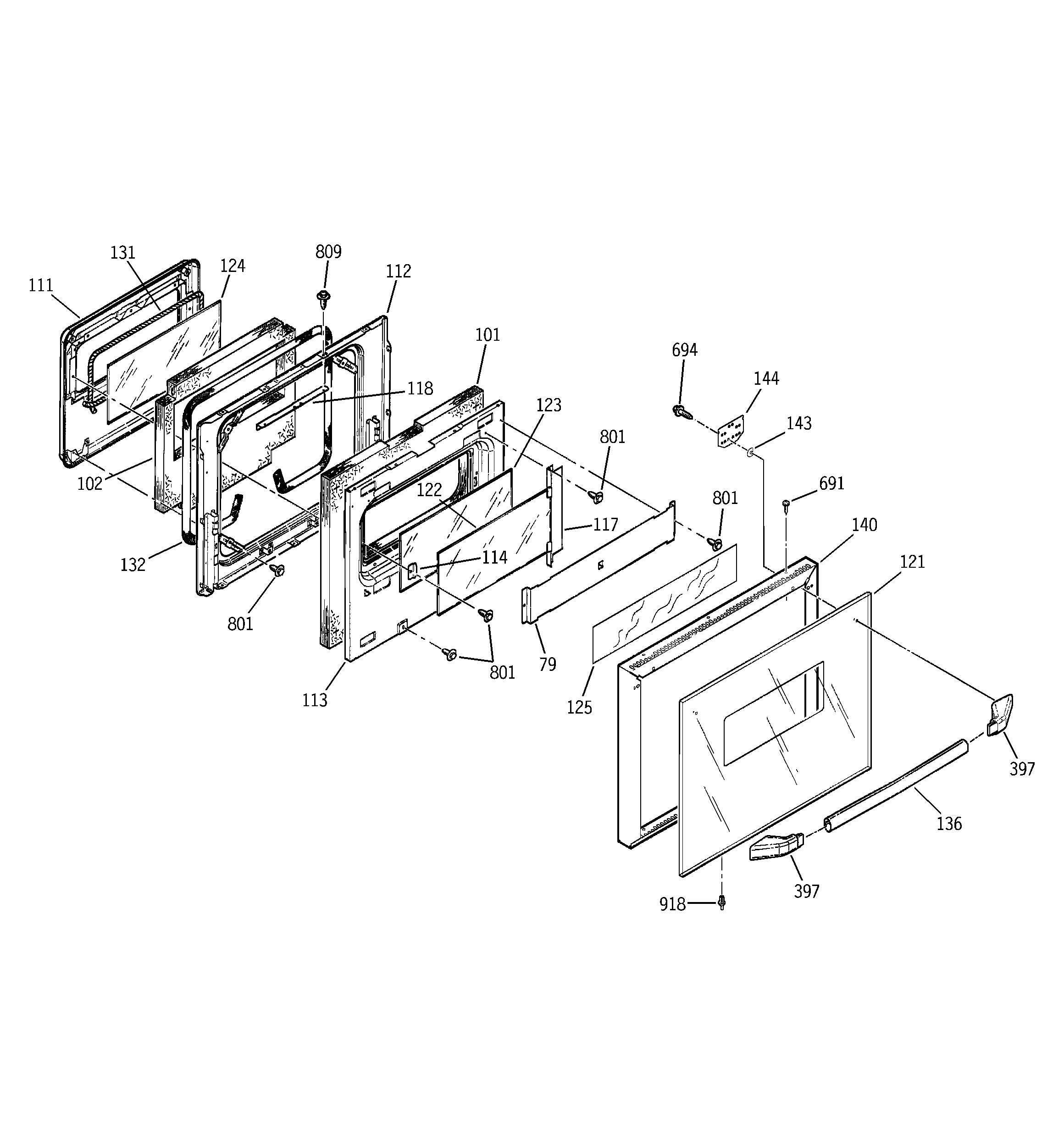 GE JRP24BD2BB upper door diagram