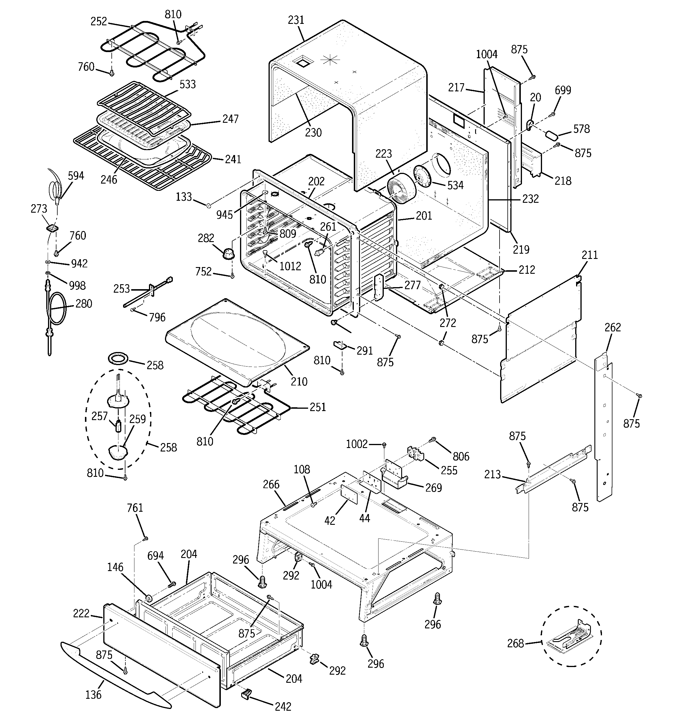 GE JS968SF3SS body parts diagram