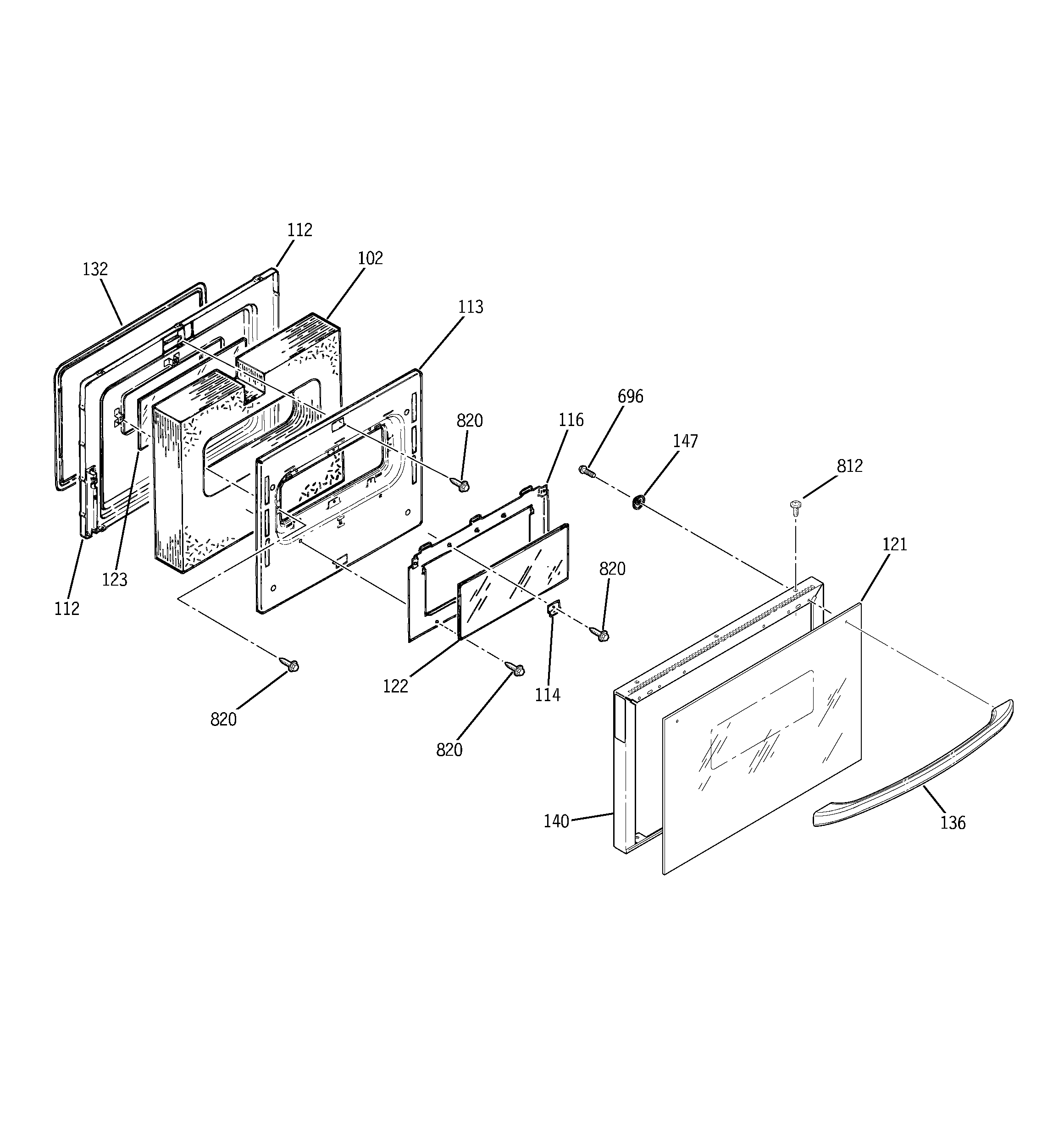 GE JSP34WD3WW door diagram