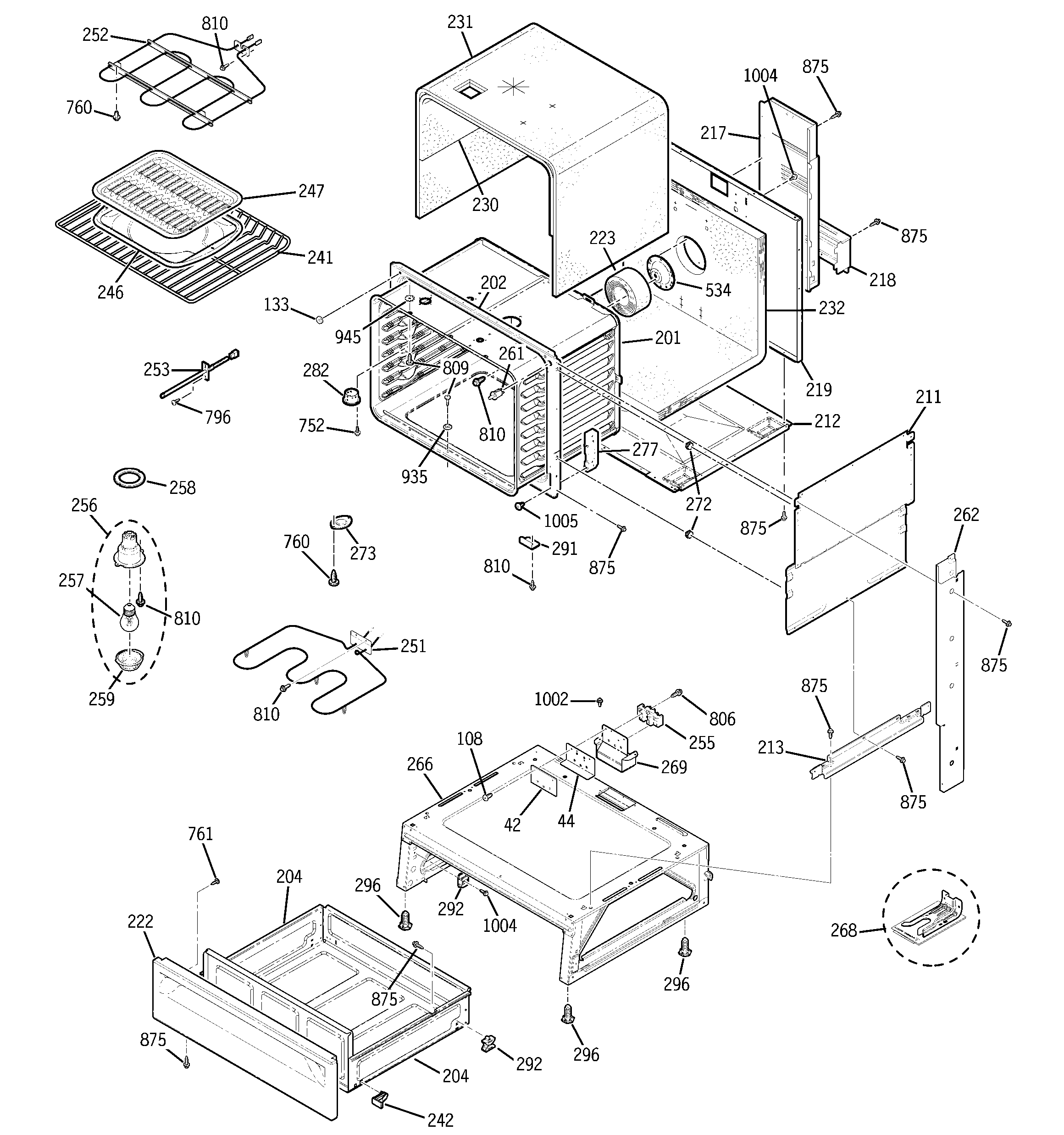 GE JSP47CF3CC body parts diagram