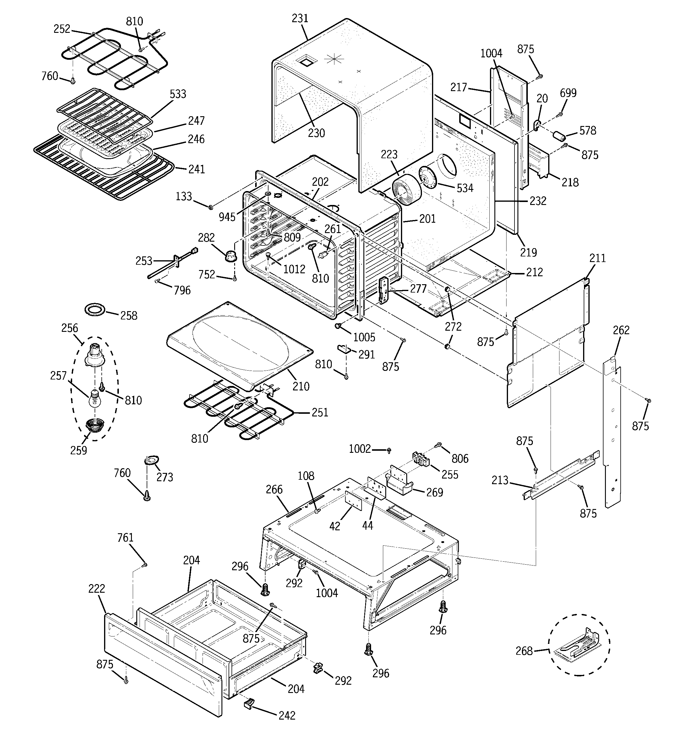GE JSP57BF3BB body parts diagram