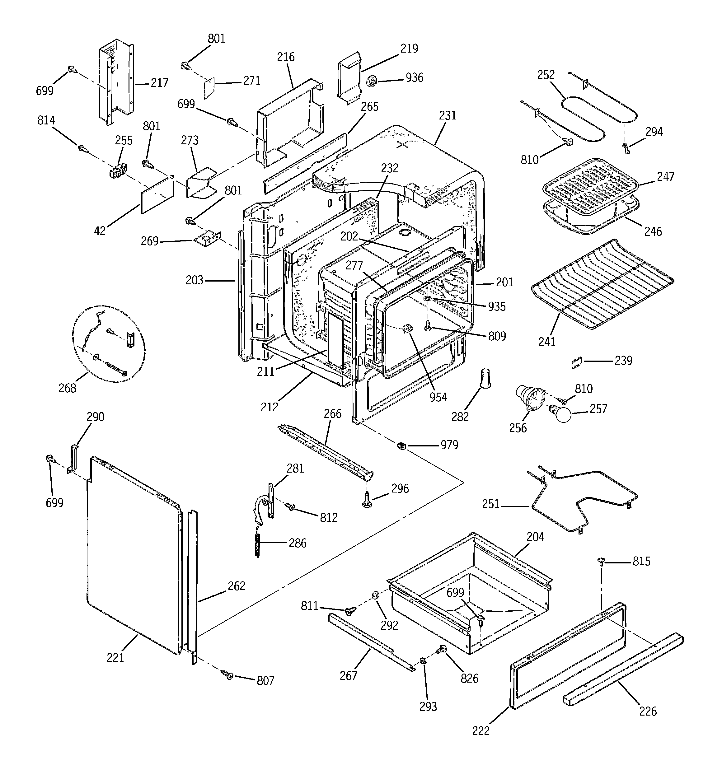 GE JSS26BD2BB body parts diagram