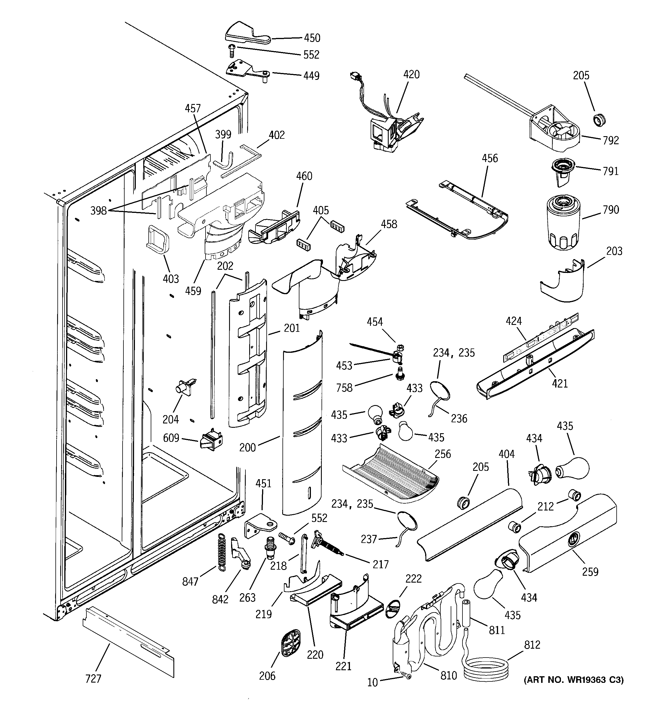 GE PSG25NGMHCWW fresh food section diagram