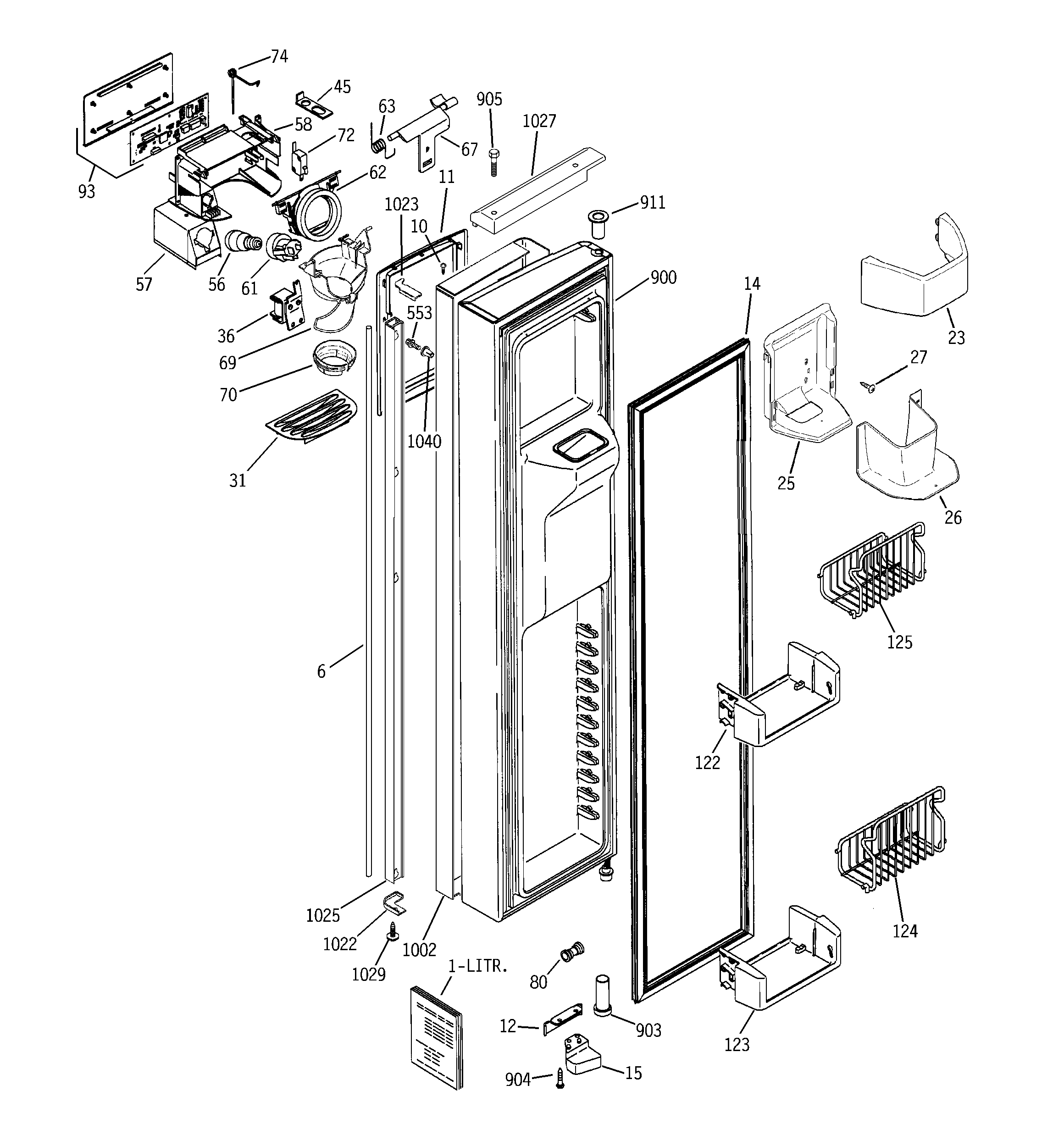 GE PSH23SGPABS freezer door diagram