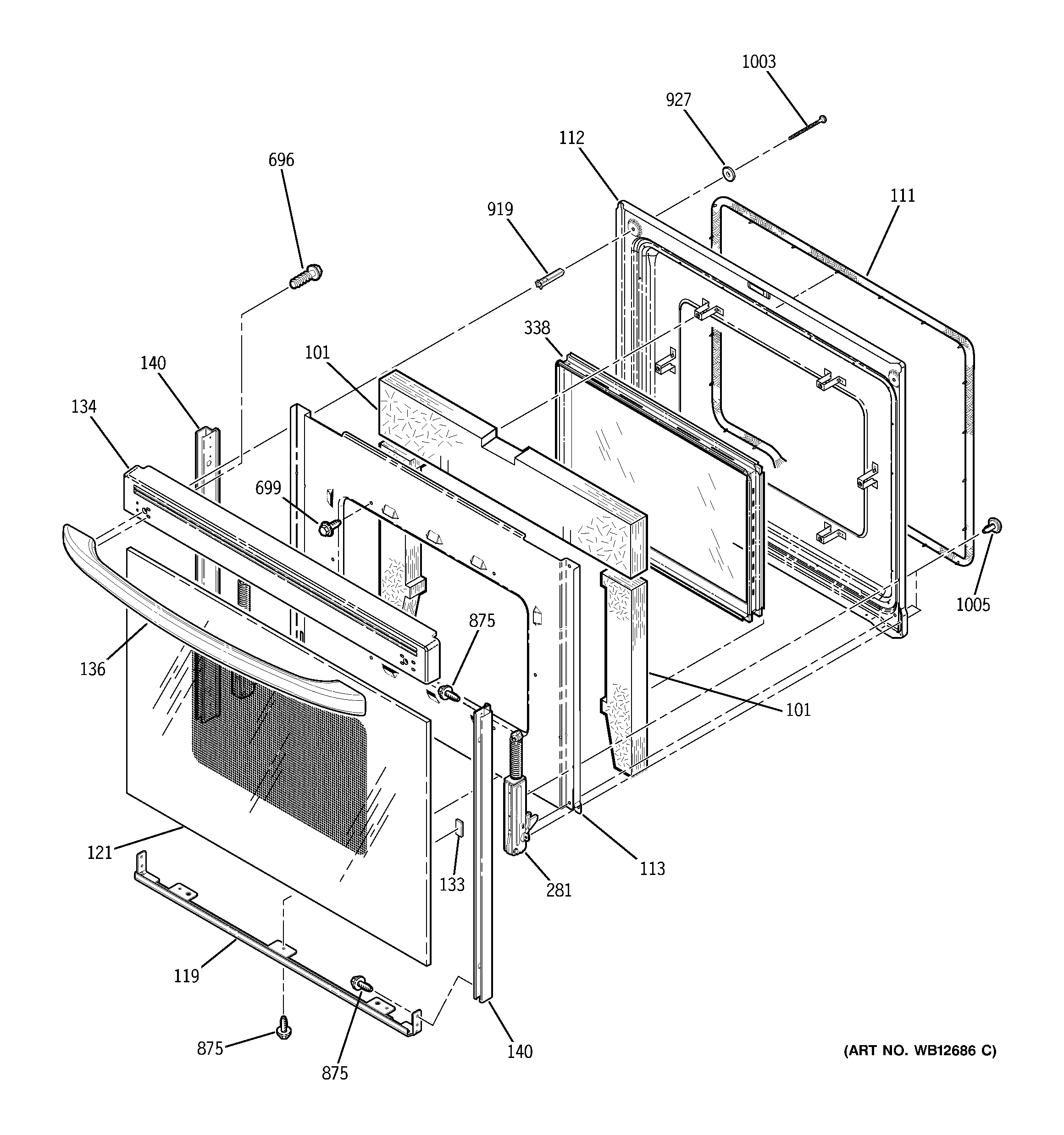 GE JBP82TF2WW door diagram
